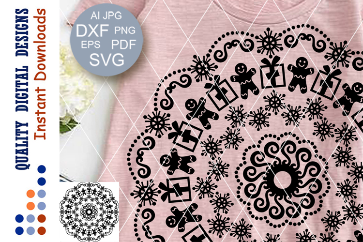 Download Christmas Mandala clip art SVG Snowflakes Cookies Santa