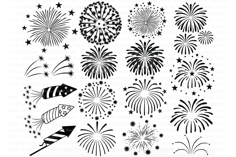 Download Fireworks SVG Cut Files, Fireworks Clipart, 4th of July Sng.