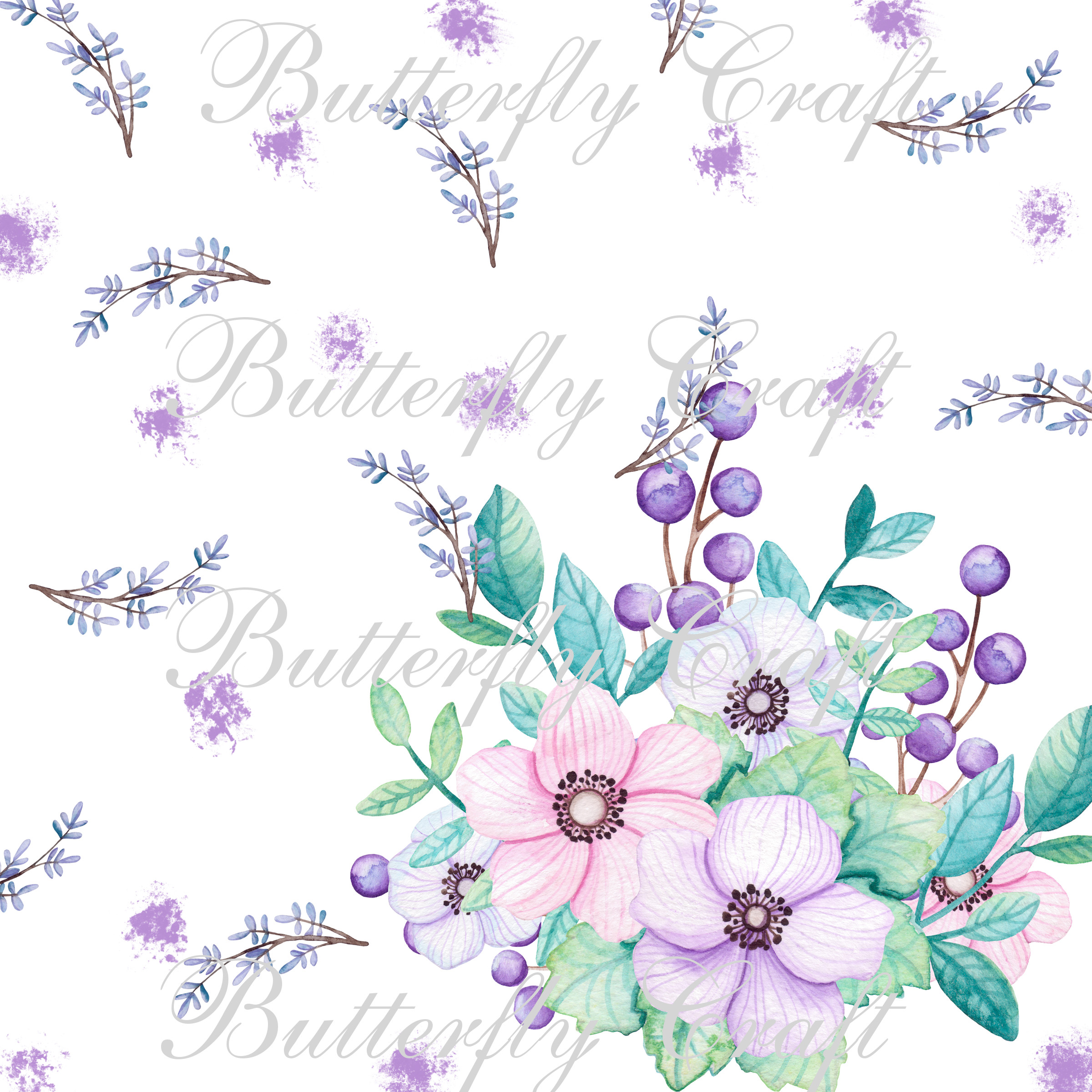 Flowers Digital Paper, Floral scrapbooking paper, Watercolor Flowers