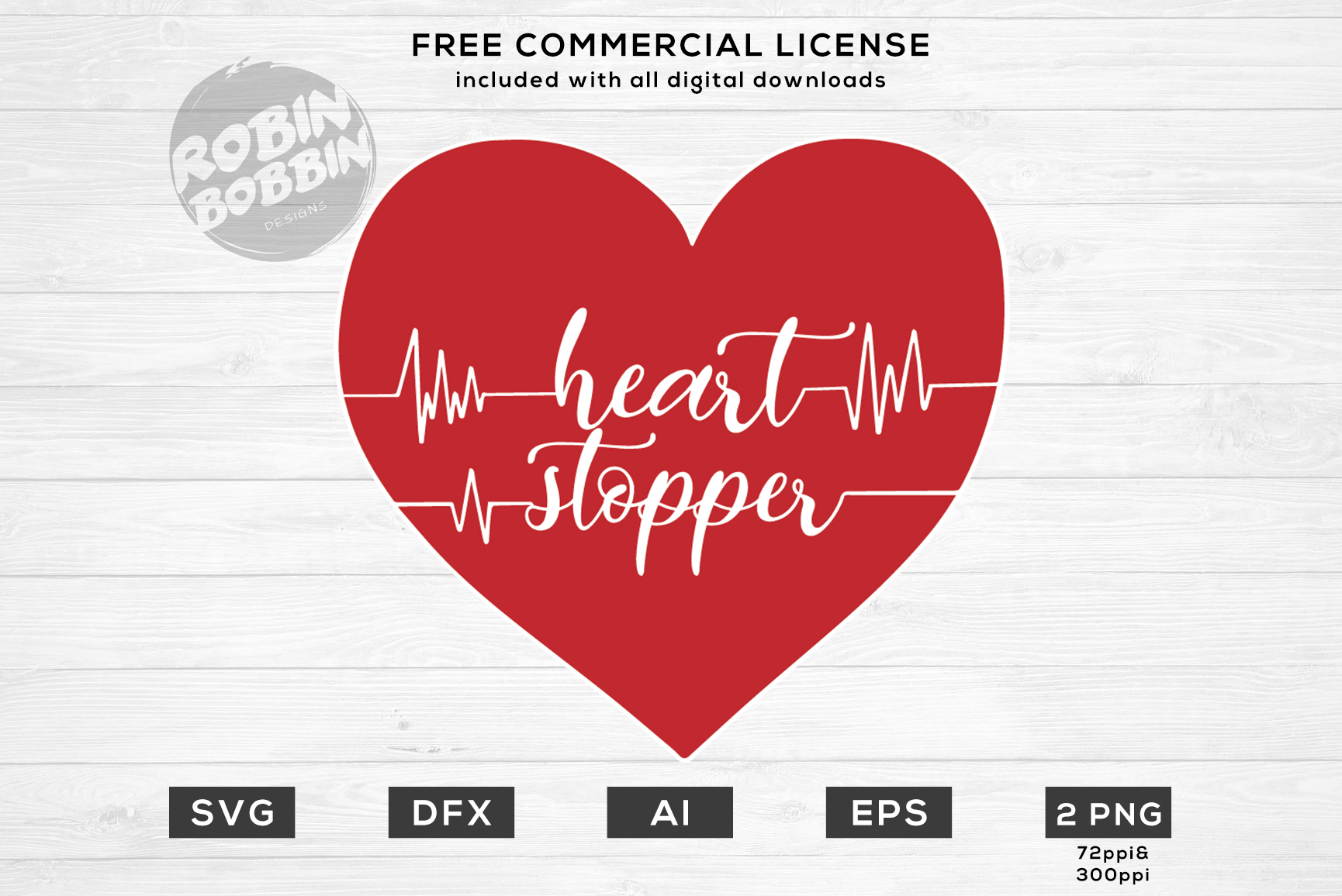 Heart Stopper Valentine's Day SVG File (190100) Cut Files Design