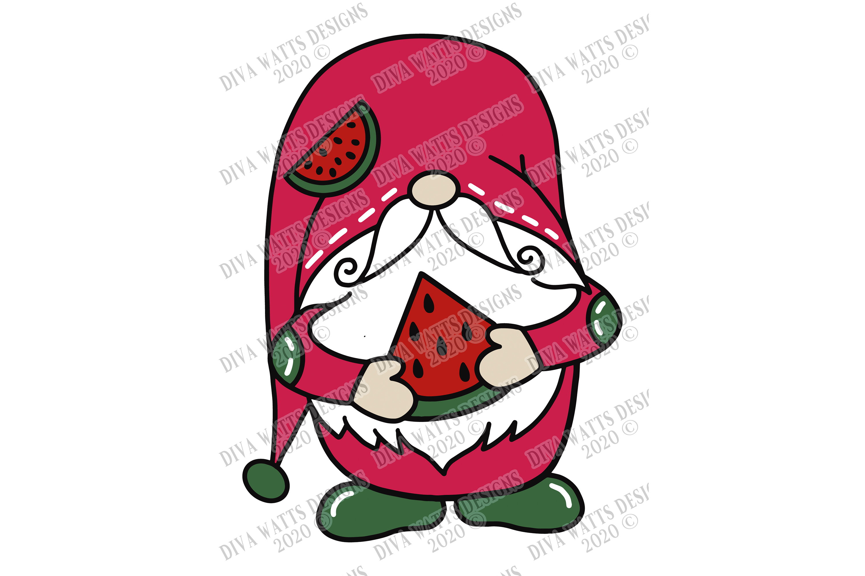 Download Watermelon Gnome - Summer - Cutting File - SVG DXF EPS