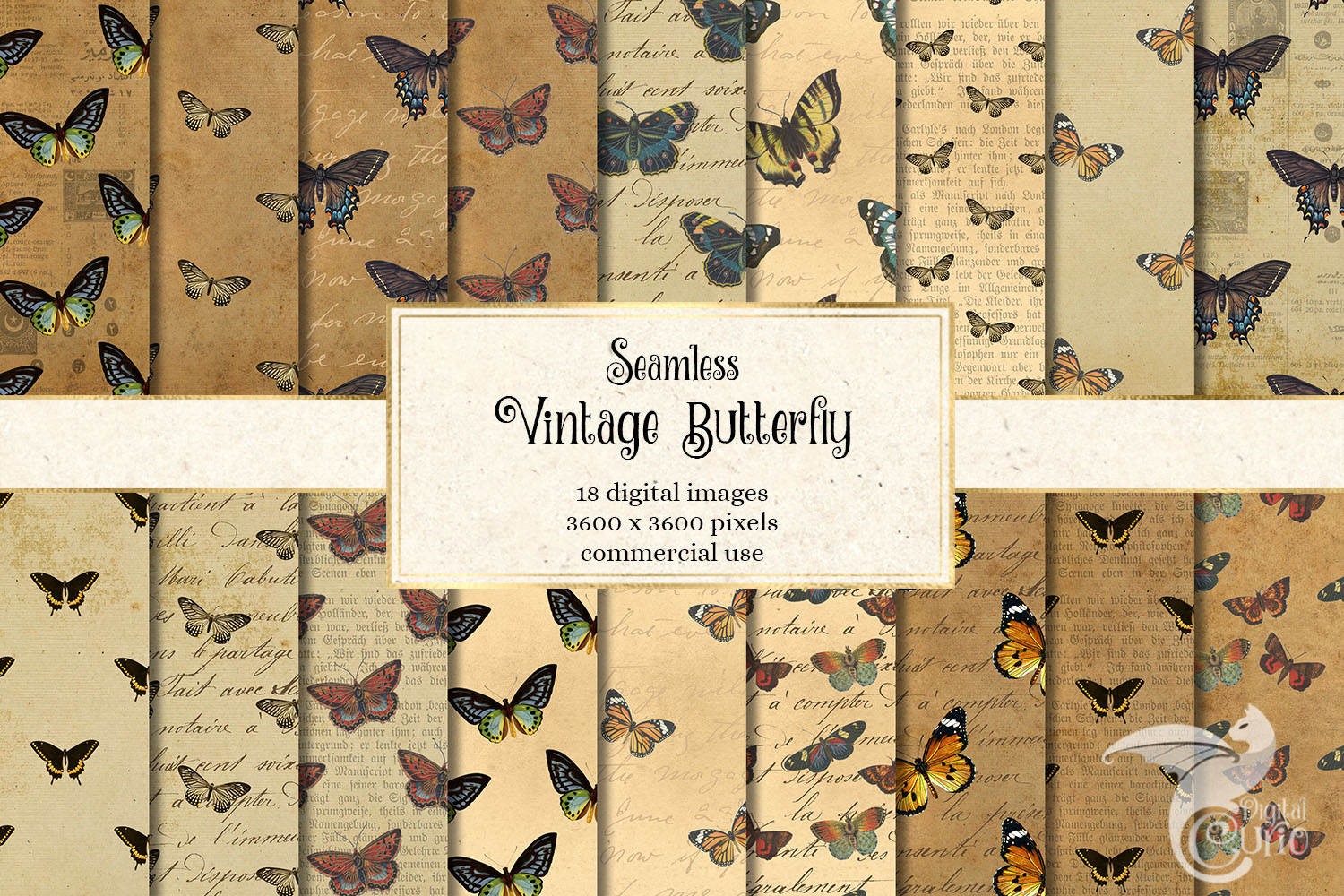 Vintage Butterfly Digital Paper (290316) | Patterns | Design Bundles