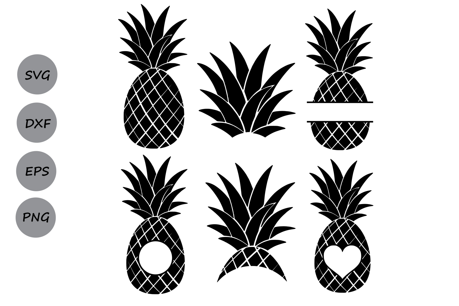 Pineapple SVG, Pineapple Monogram Frames, Silhouette SVG, Pineapple Cut