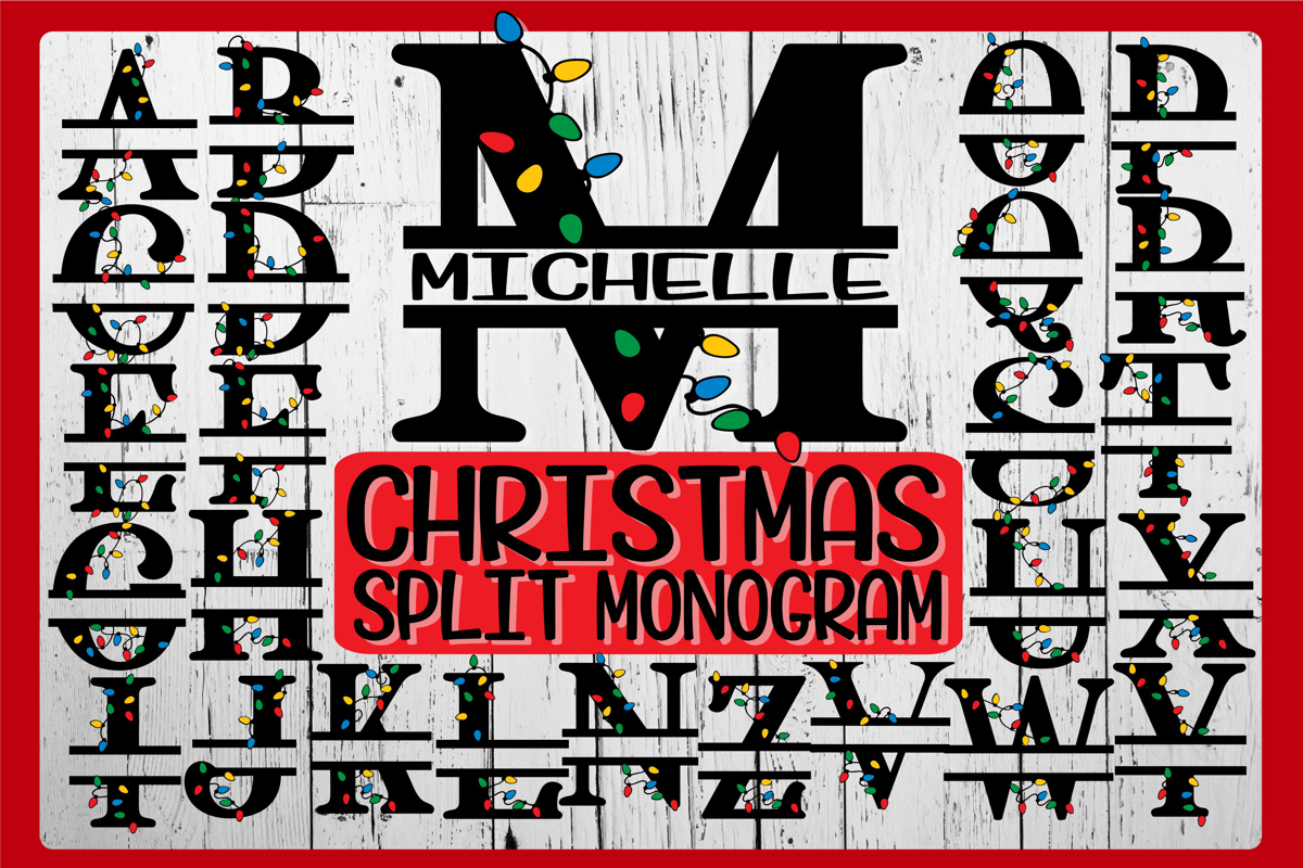 Download CHRISTMAS LIghts Split Monogram - SVG PNG EPS DXF-26 Designs