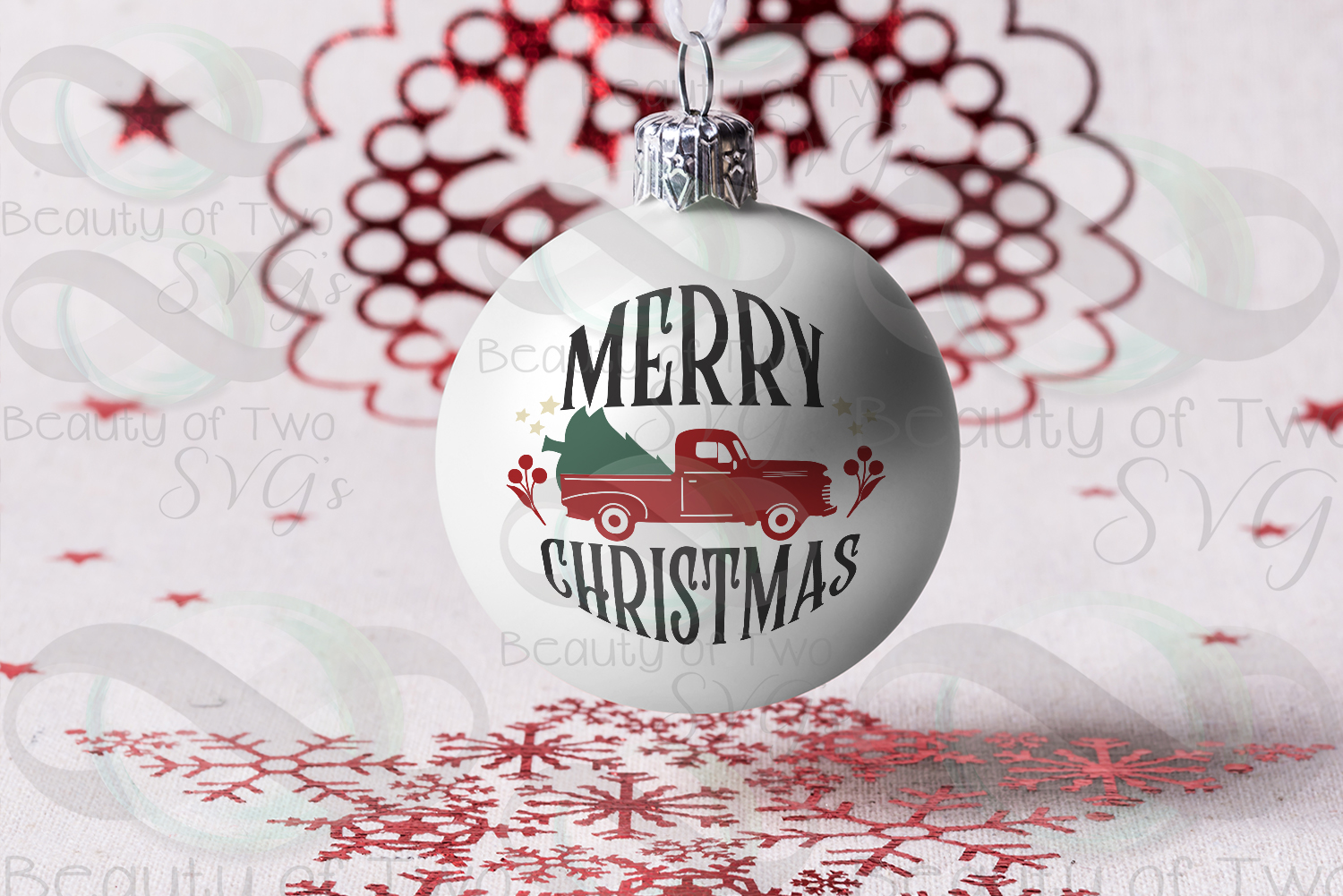 Merry Christmas Ornament Red Vintage Truck svg Christmas svg (367974
