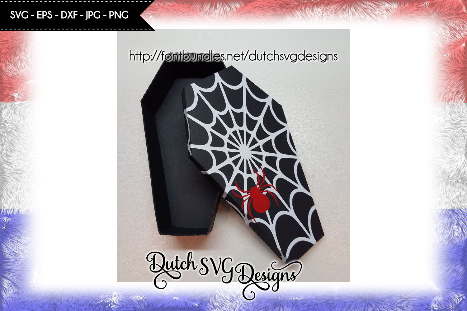 Halloween coffin cutting file with spiderweb, in SVG EPS DXF, for