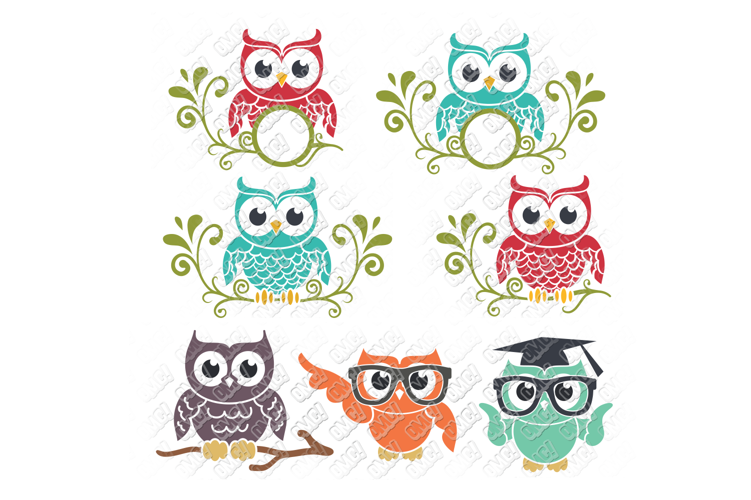 Download Owl SVG Monogram Bundle in SVG, DXF, PNG, EPS, JPG (124511) | Cut Files | Design Bundles