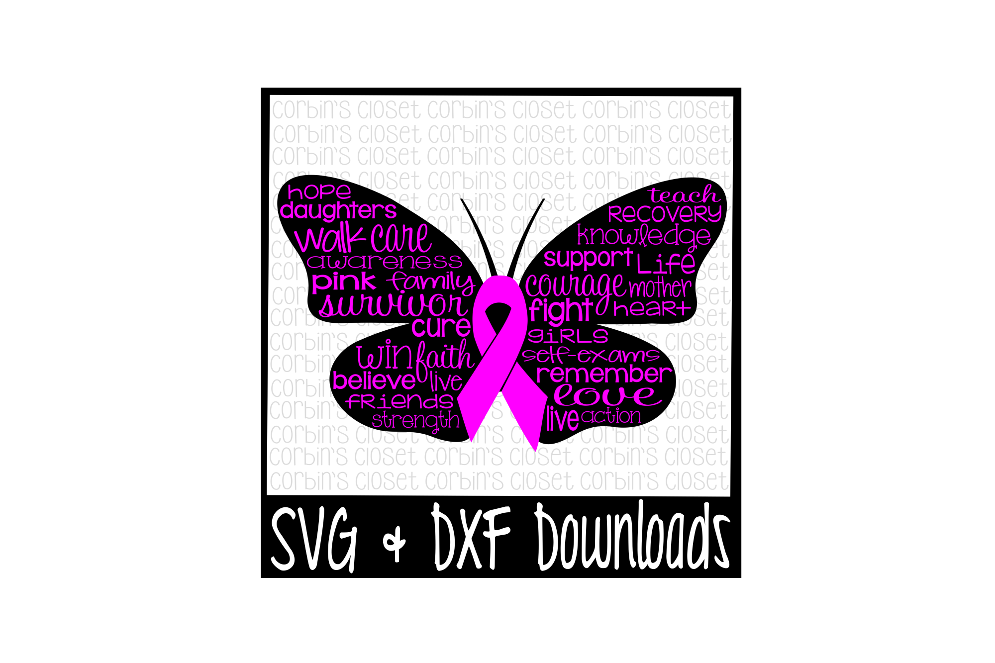 Cancer Awareness SVG * Breast Cancer Butterfly Cut File