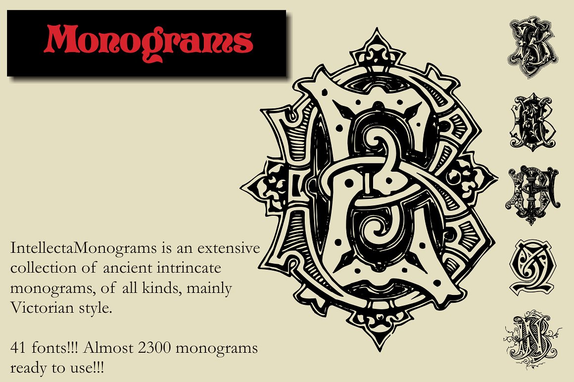 Free Intellecta Monograms Collection Super Pack Script Fonts