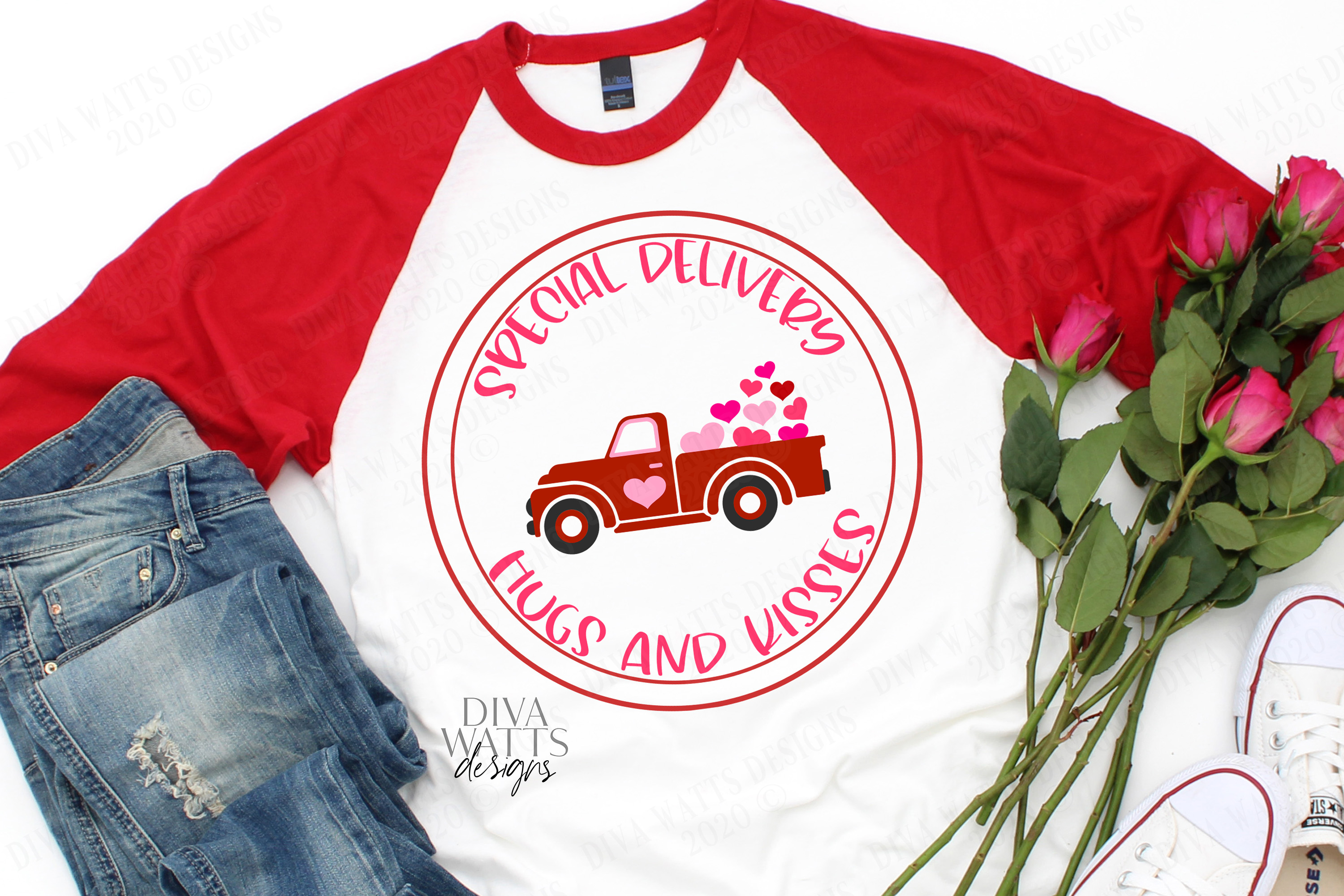Valentine's Day - Little Red Truck - Hugs And Kisses SVG ...