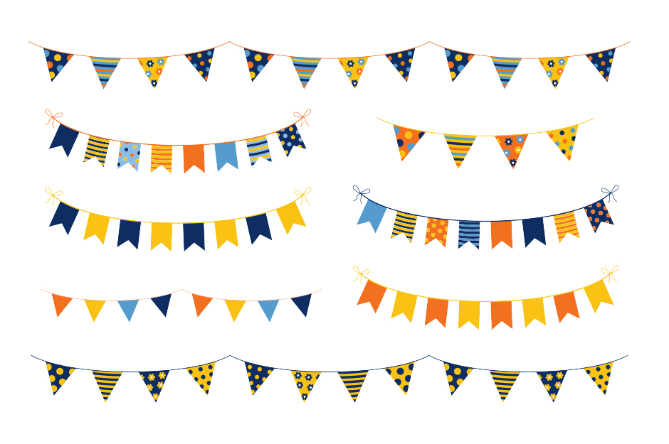 Birthday Party Bunting Clipart Colorful Flags Pennants Clip Art