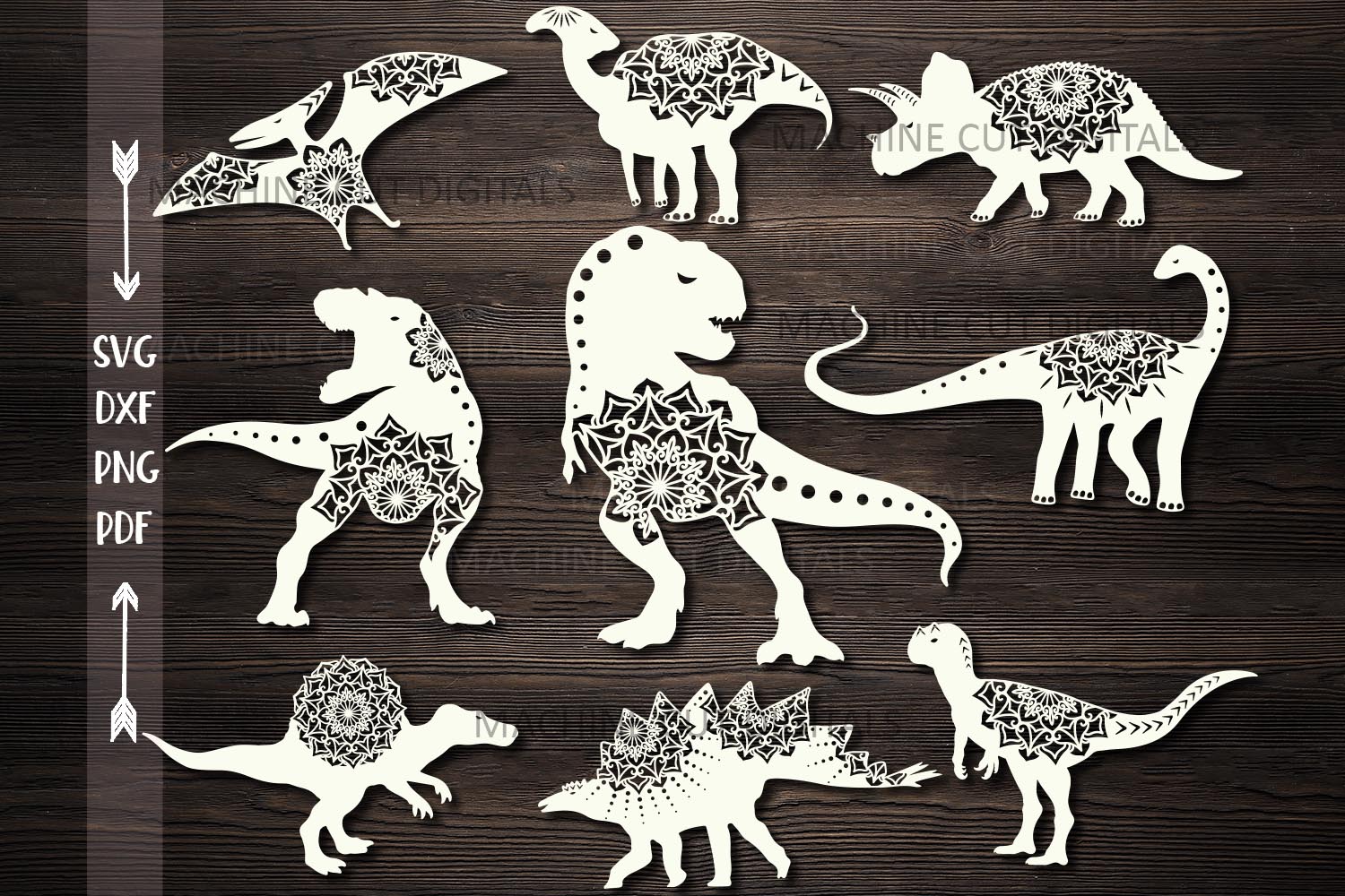 Mandala Dinosaur Svg Ideas - Layered SVG Cut File