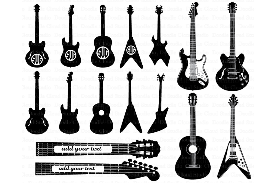 Guitar SVG, Guitar Monogram svg files, Electric Guitar SVG.