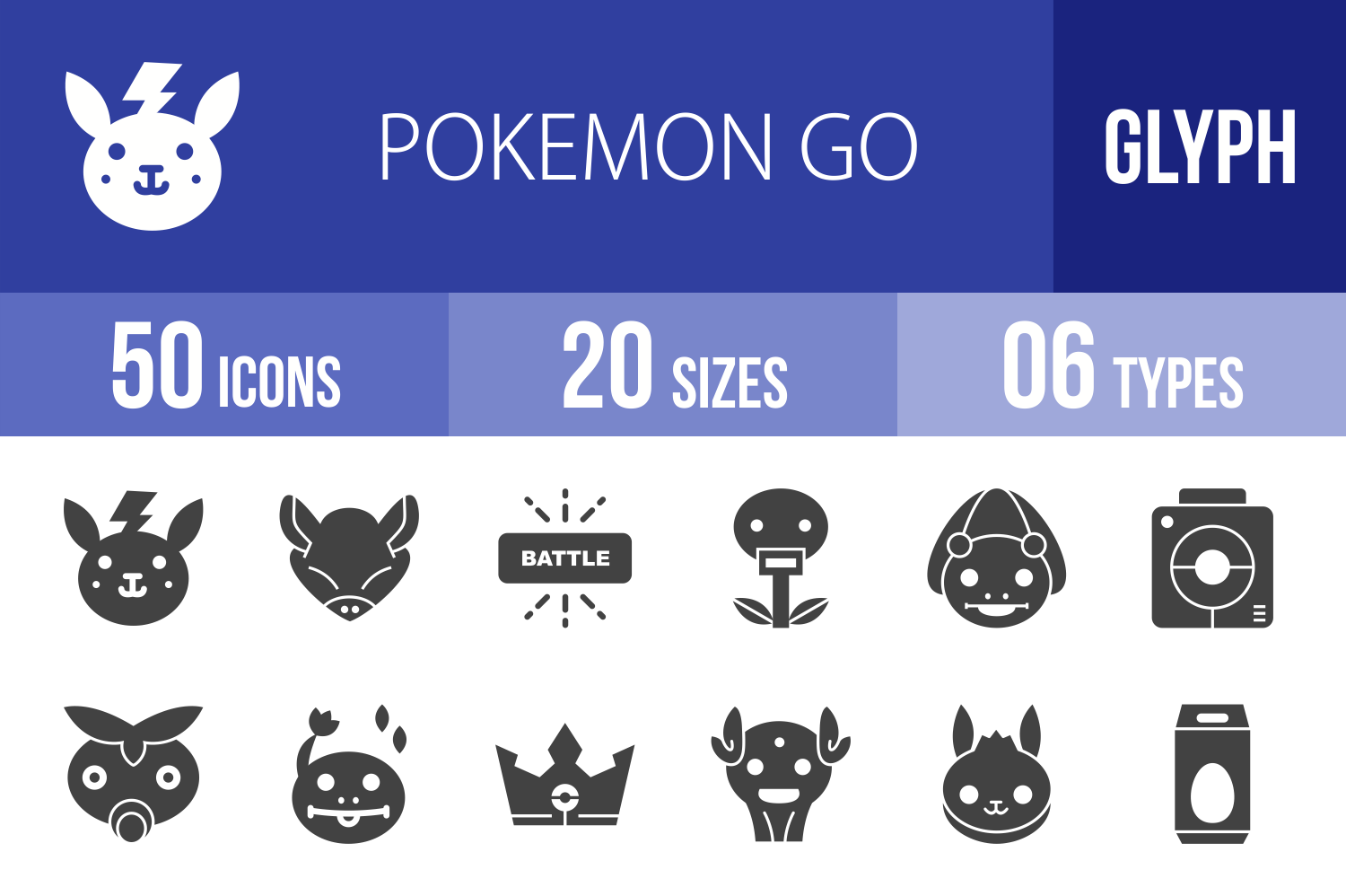 Download 50 Pokemon Go Glyph Icons (56682) | Icons | Design Bundles