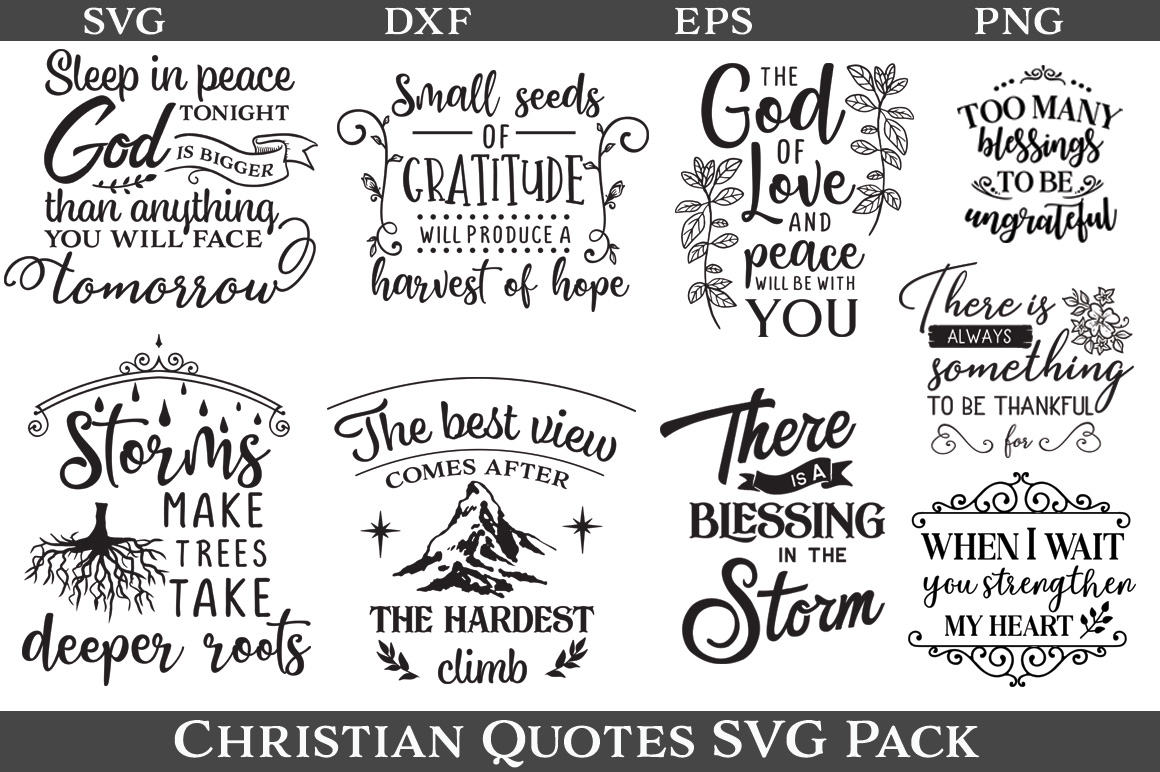 Download 48 Christian Quotes SVG Pack (174109) | Cut Files | Design Bundles