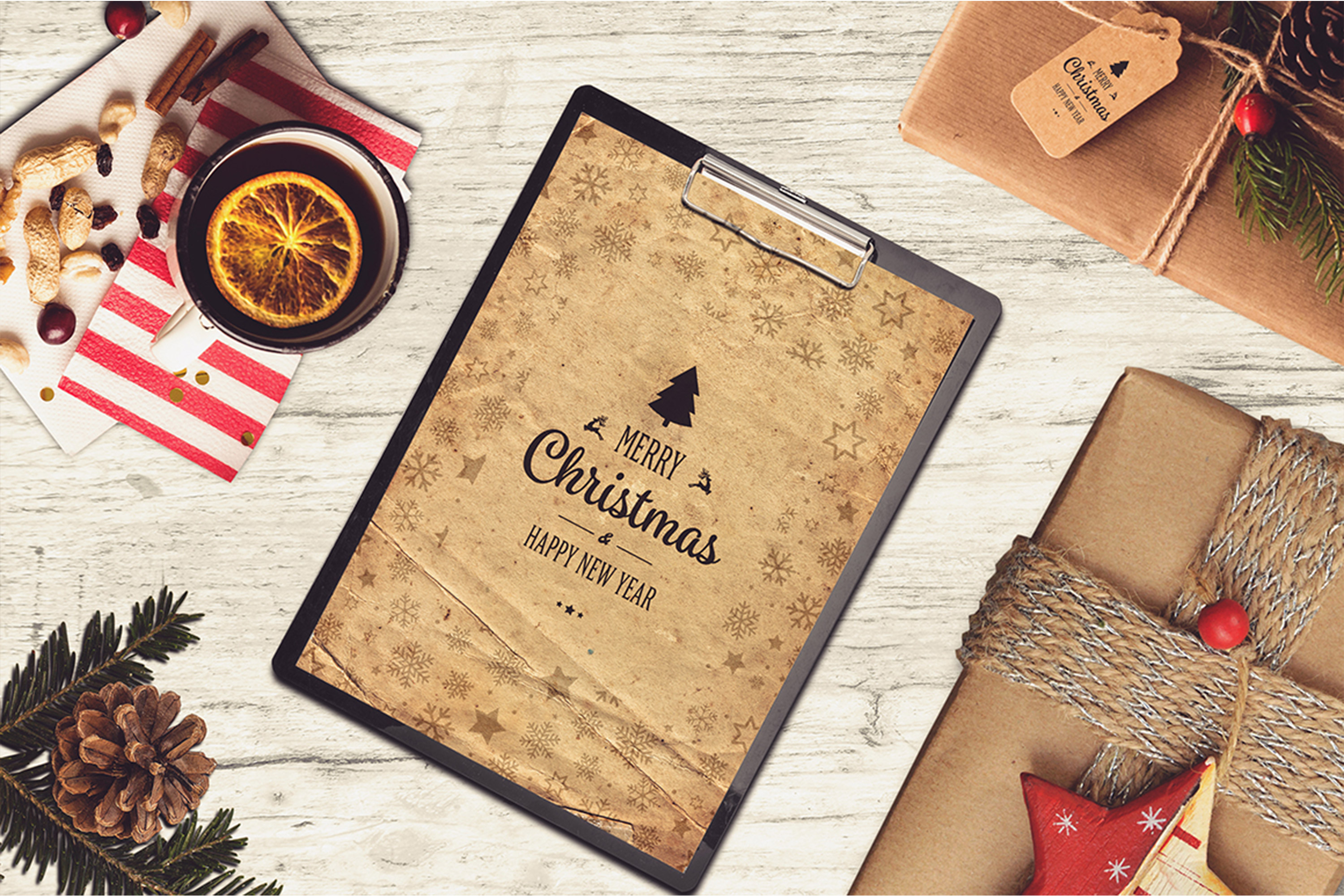 Download Christmas A4 Paper Notepad Mock-up #12 (48465) | Mock Ups | Design Bundles