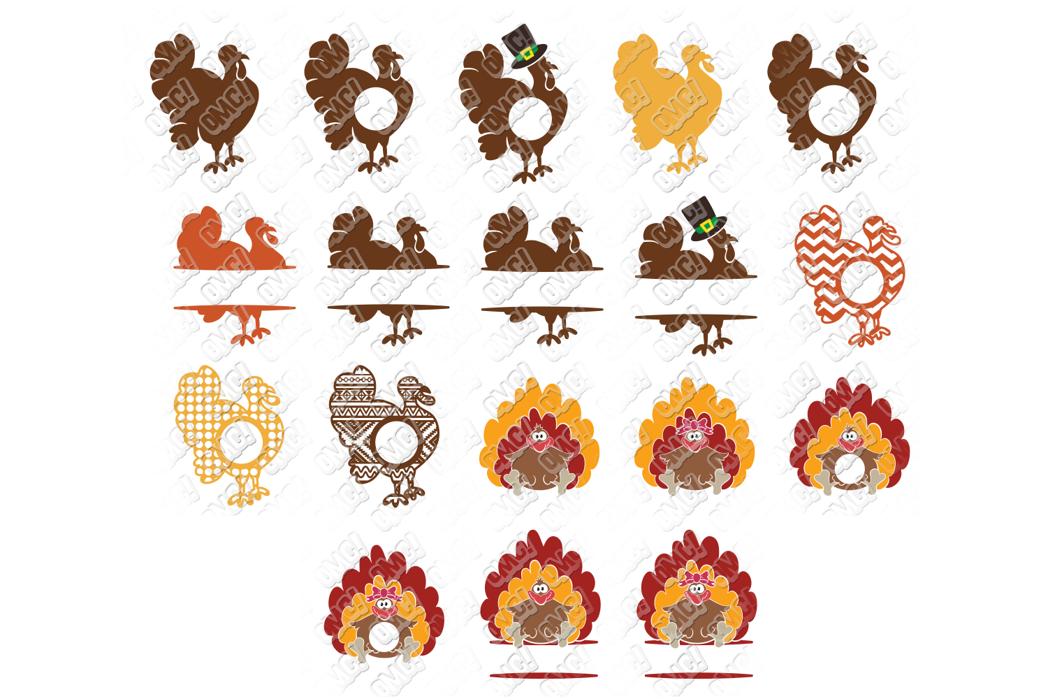 Turkey SVG Monogram Thanksgiving in SVG, DXF, PNG, EPS, JPEG (122732) | Cut Files | Design Bundles