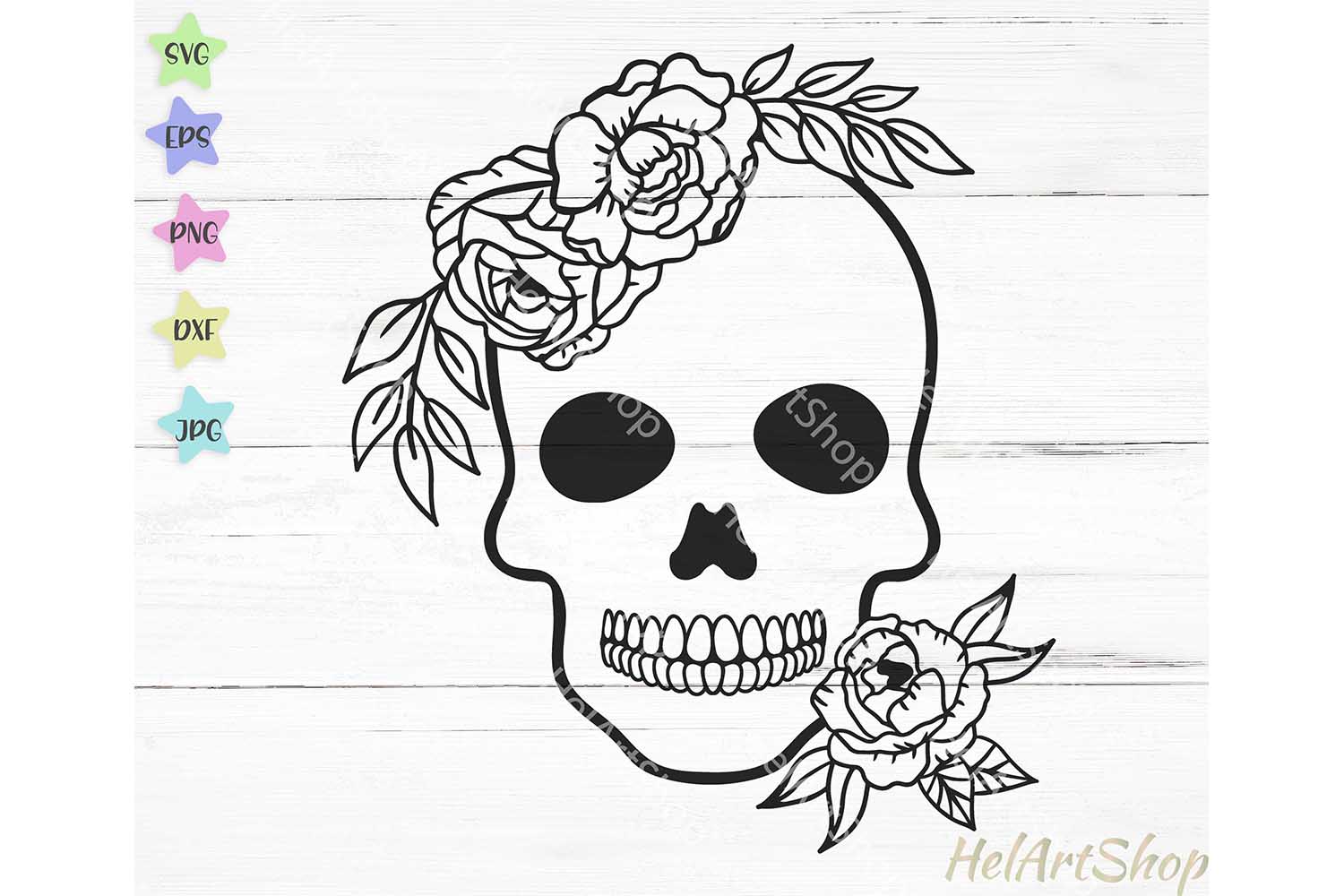 Download Floral skull svg file, Flower skull svg, Halloween svg (537395) | Cut Files | Design Bundles
