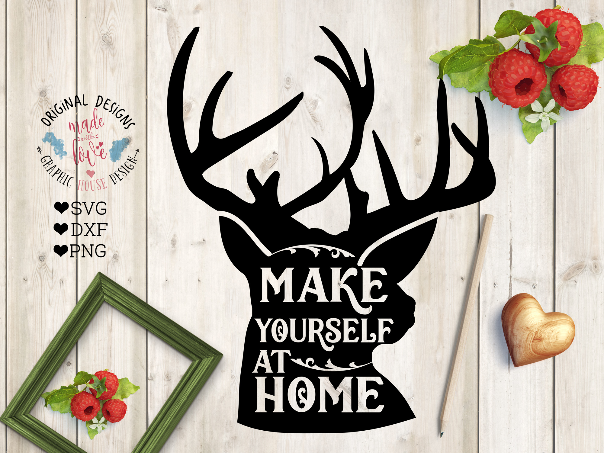 Download Make Yourself At Home - Home Decor Cut File - Reindeer SVG ...