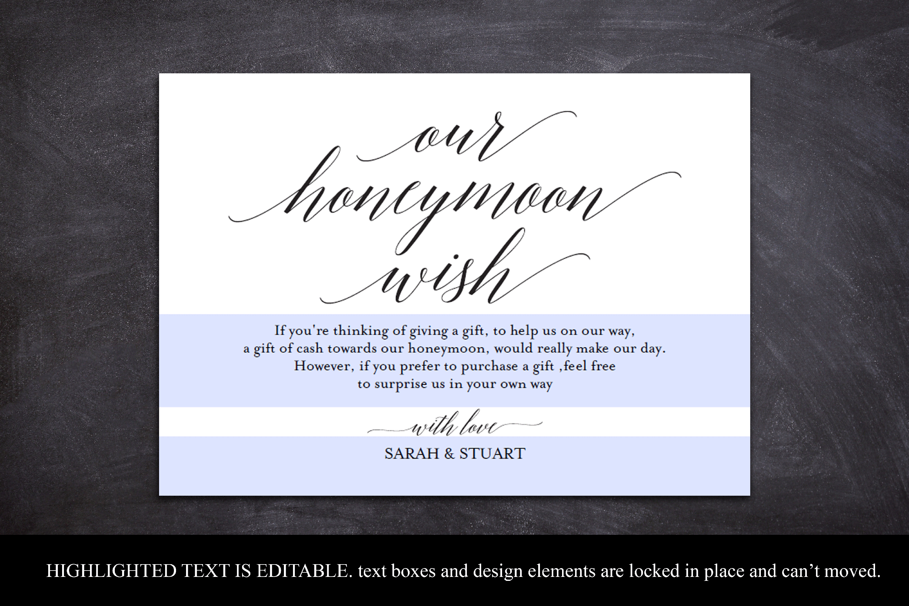 Honeymoon Wish PDF card template, instant download printable (355740 ...