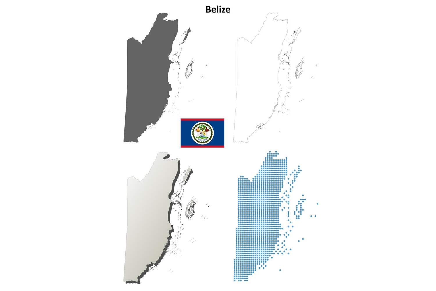 Belize outline map set