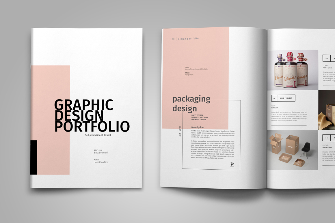 Graphic Design Portfolio Template (82436) | Brochures | Design Bundles