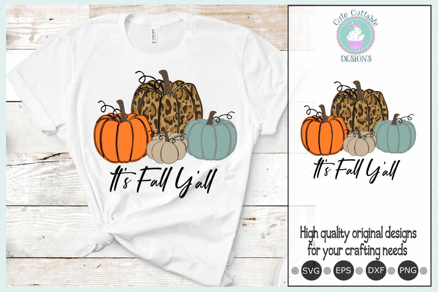 It's Fall Y'all Cut File Cheetah Pumpkin Design PNG Fall