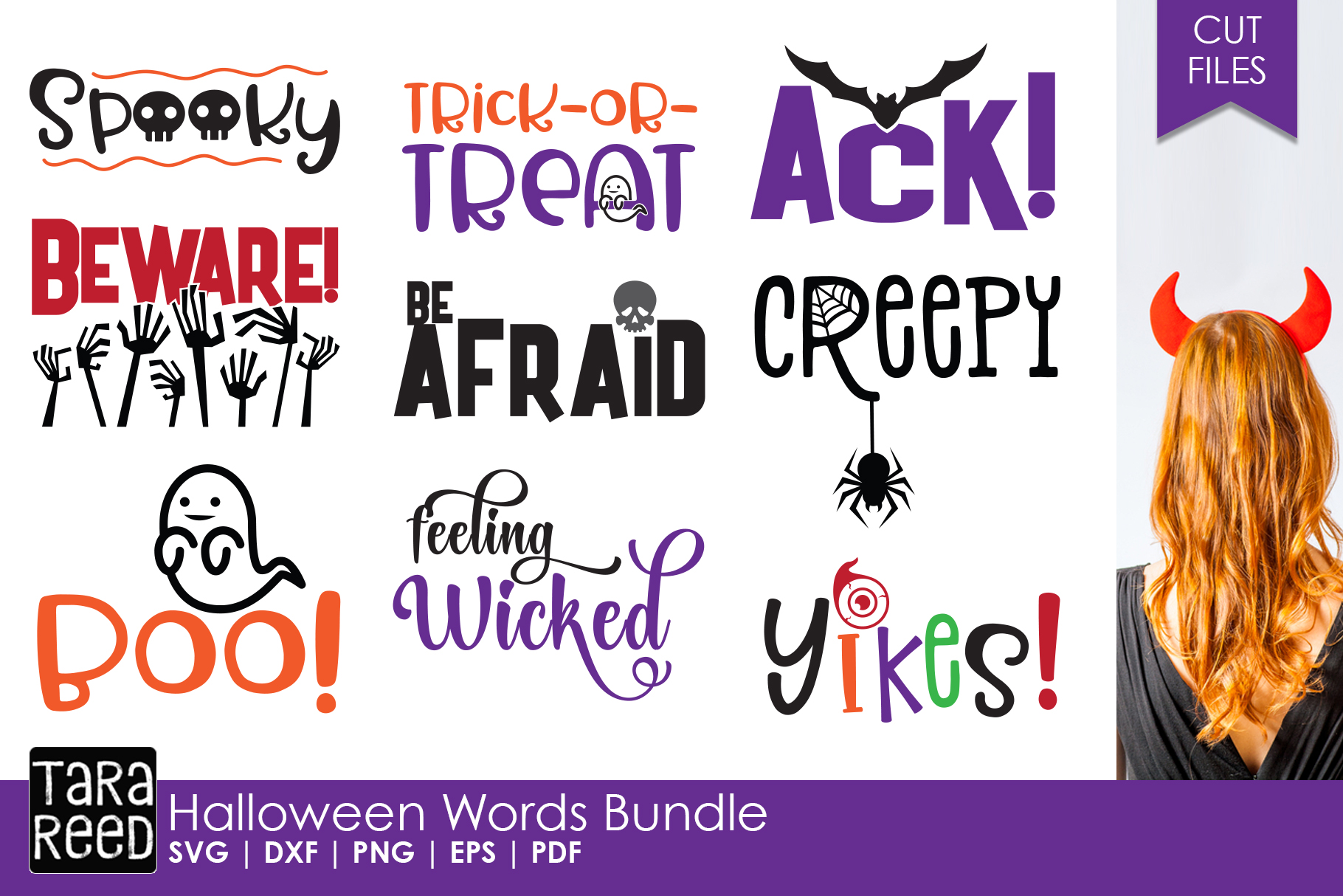 Halloween Words Bundle (112930)  Cut Files  Design Bundles