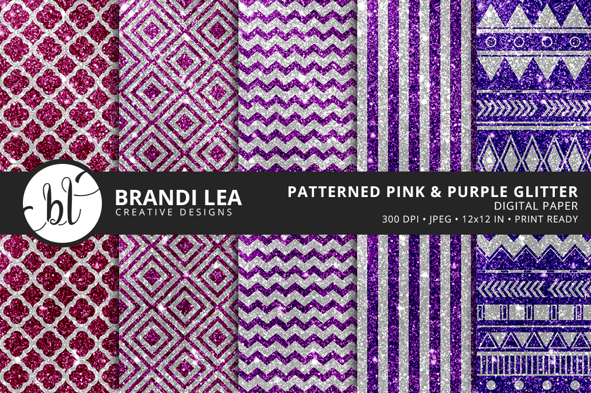 Download Patterned Pink and Purple Glitter Digital Paper (15371 ...