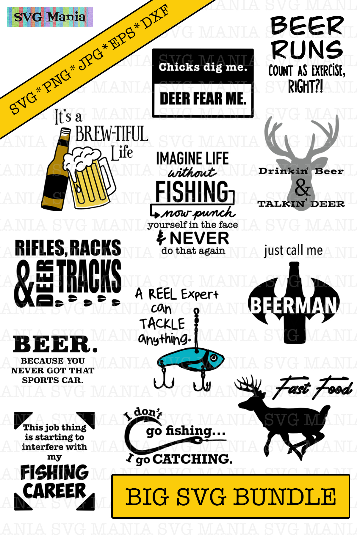 Big SVG Bundle for Men, Hunting SVG, Fishing SVG, Beer SVG