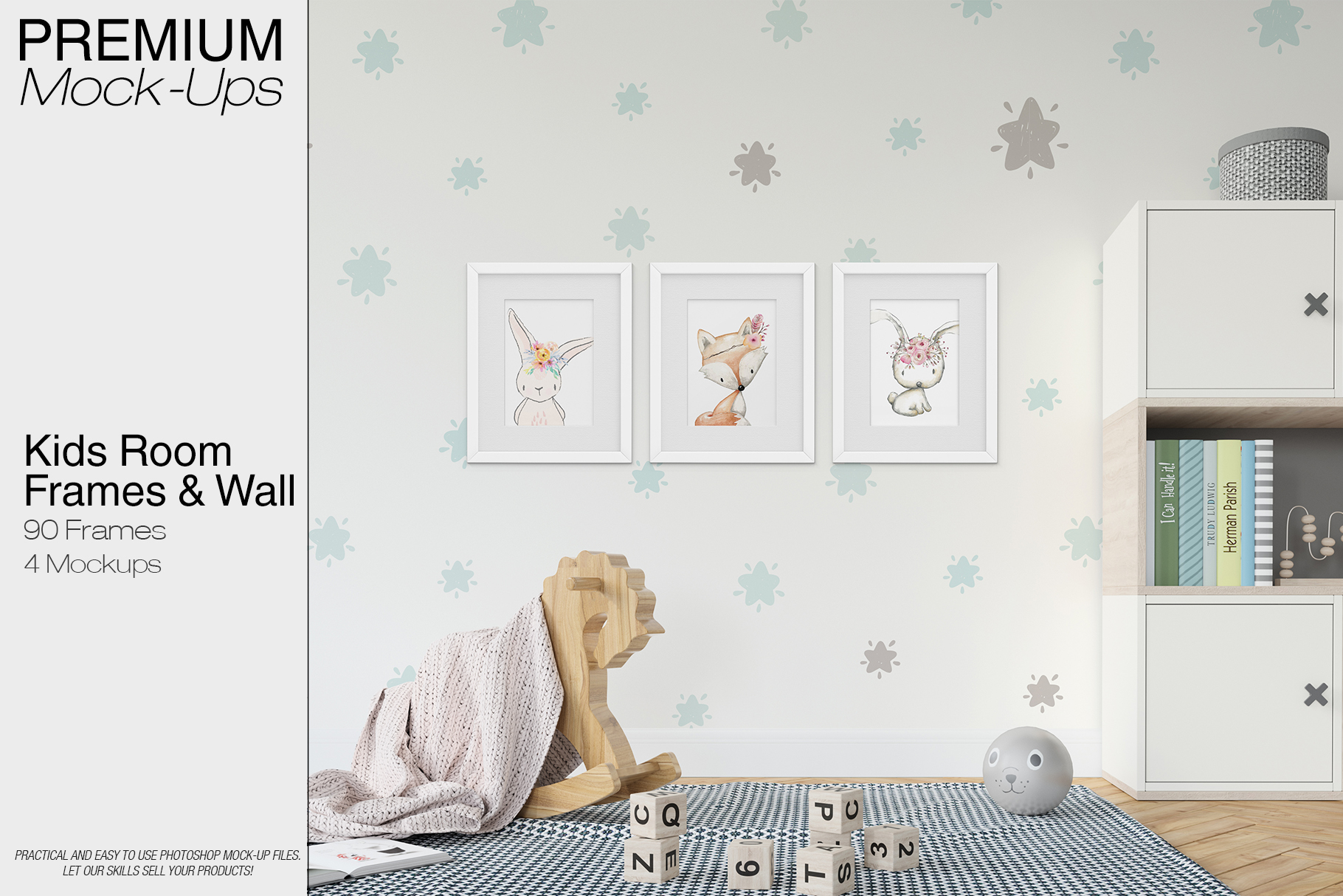 Download Kids Room - Wall & 90 Custom Frames (88893) | Mock Ups | Design Bundles