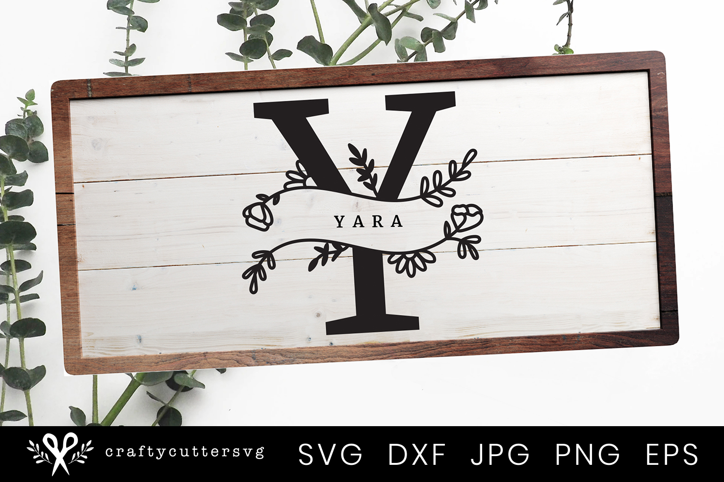 Download Y Split Monogram Letter Handdrawn Botanical Flower Leaves ...