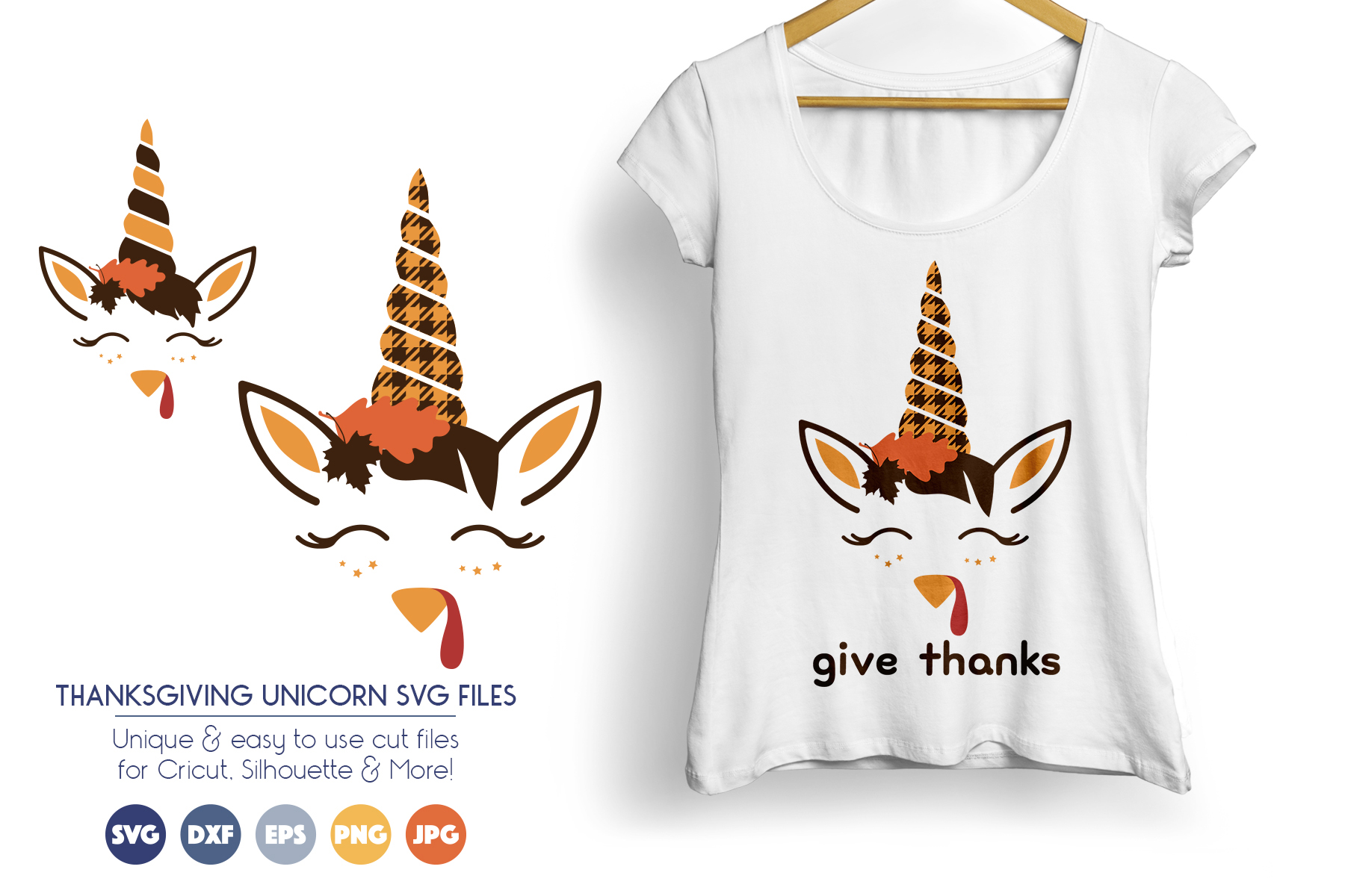Download Thanksgiving Unicorn SVG Files, Turkey Unicorn Buffalo Plaid
