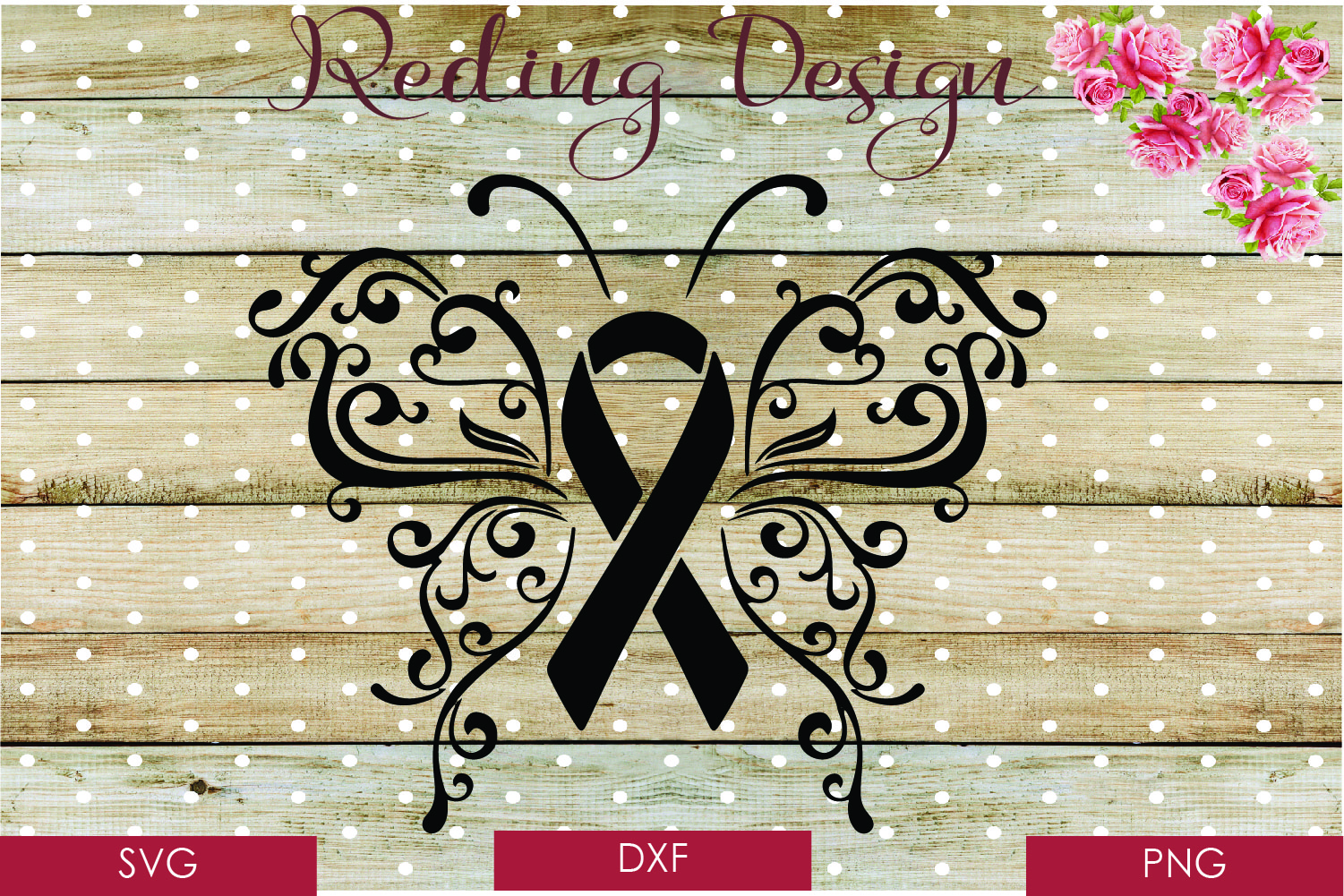 Download Butterfly Awareness Ribbon SVG DXF PNG Digital Cut Files