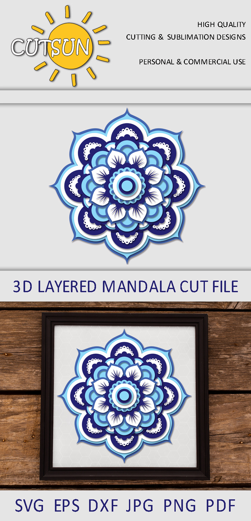 Download Mandala SVG | 3D Layered Mandala SVG cut file 20 layers