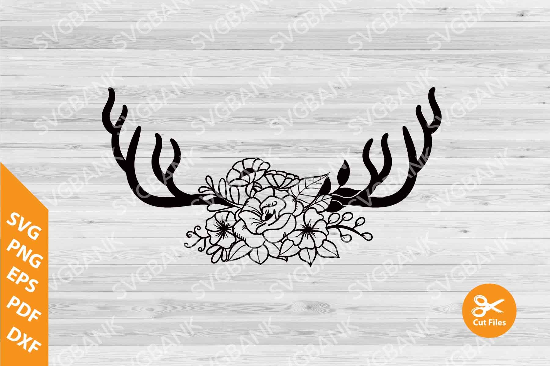 Download Deer Antlers Floral SVG cut file, floral antler clipart ...