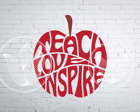Download Digital Teach Love Inspire Apple design for teacher, Word Art, Teacher apple jpg, png, eps, svg ...