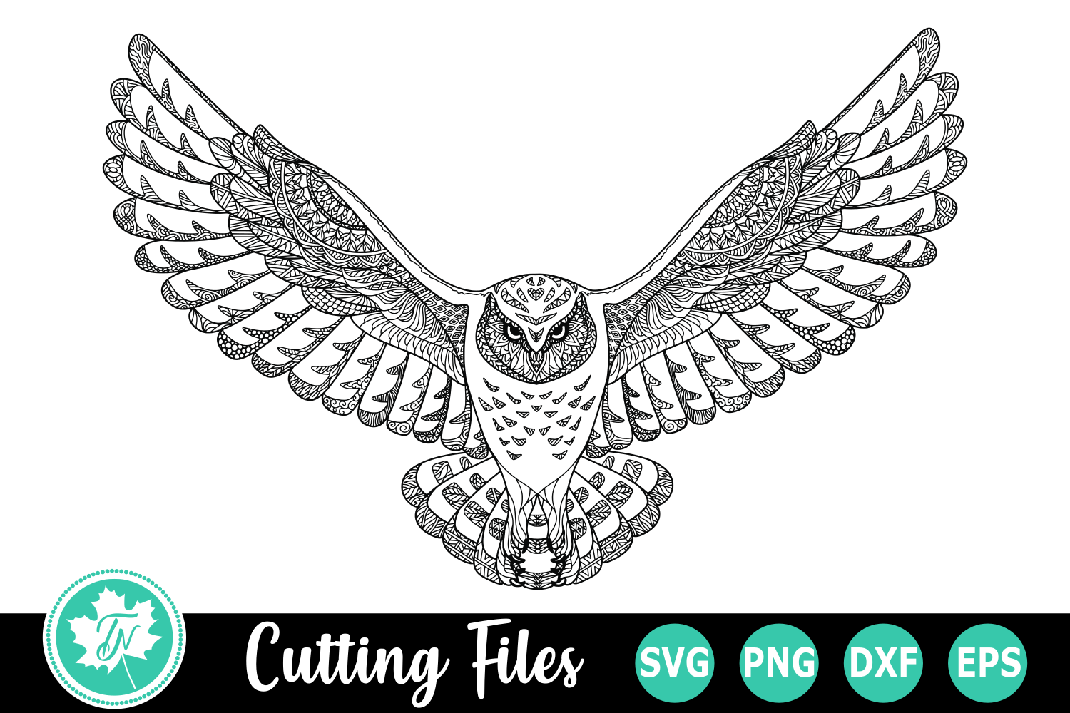 Download Zentangle Snowy Owl - A Zentangle SVG Cut File