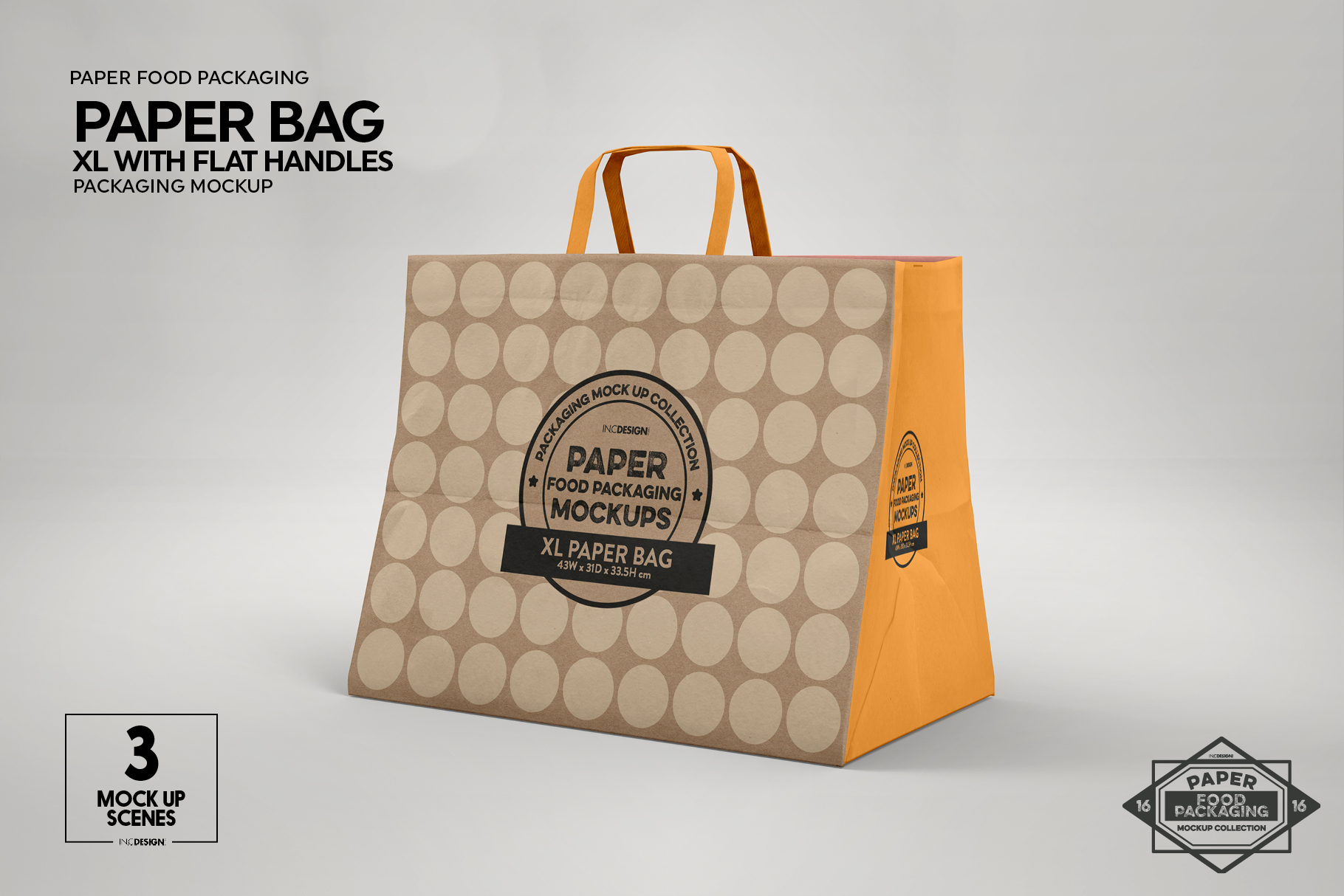 Download XL Paper Bag with Flat Handles Packaging Mockup (284096) | Branding | Design Bundles