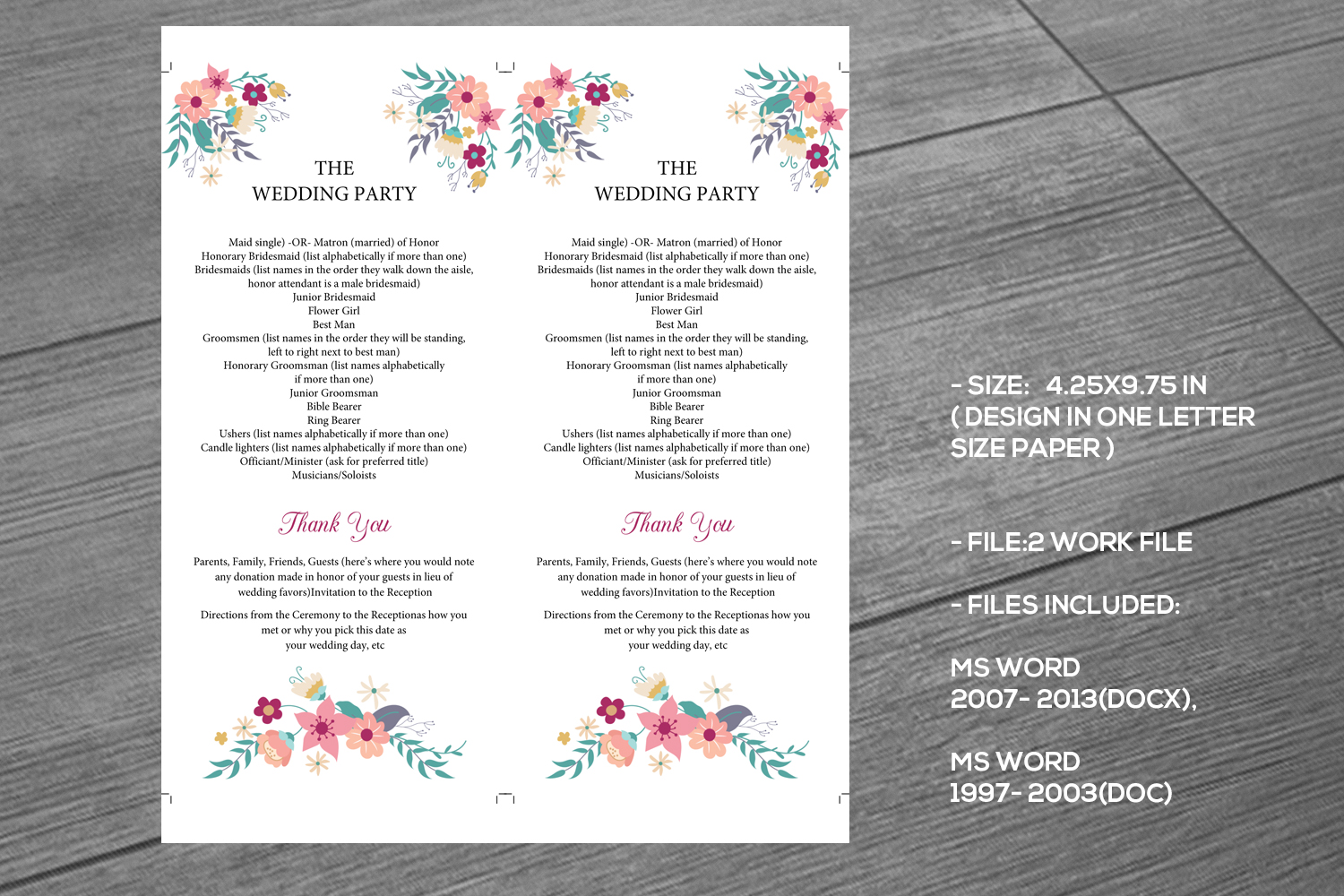 Wedding Program Template Indesign Ms Word Template