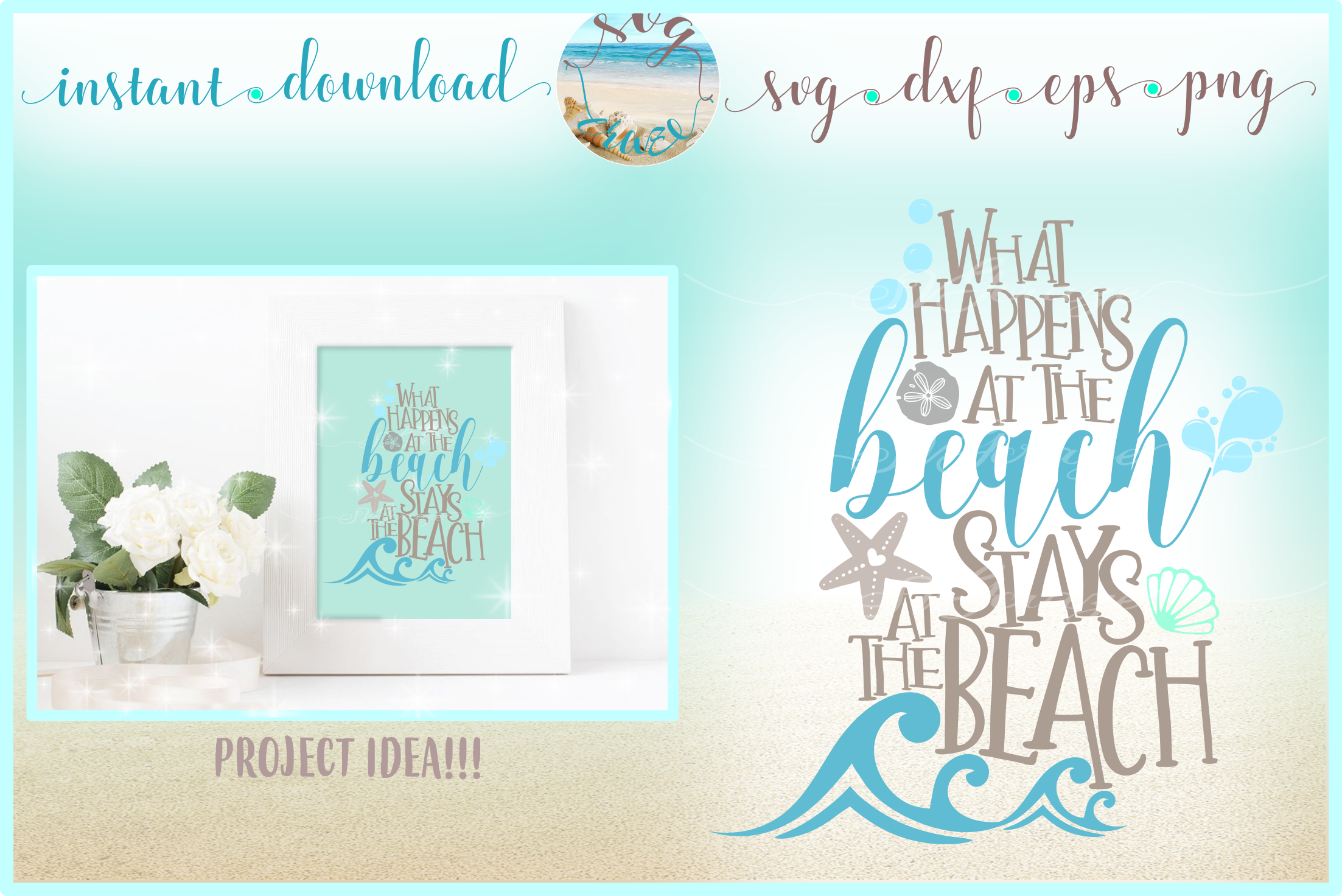 Download What Happens At The Beach Quote SVG DXF EPS PNG Summer Water