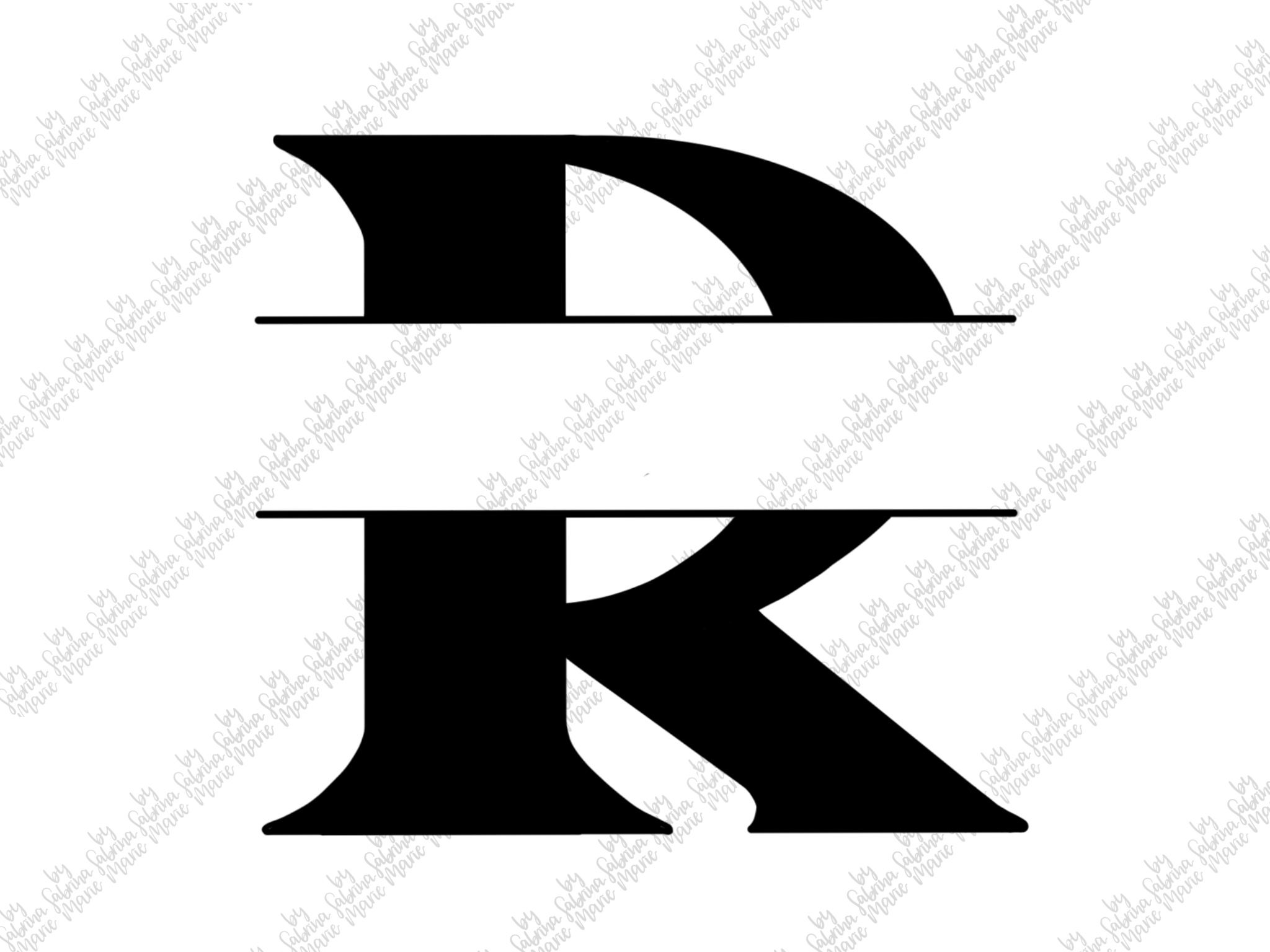 Split Monogram R - Handdrawn - SVG/PNG