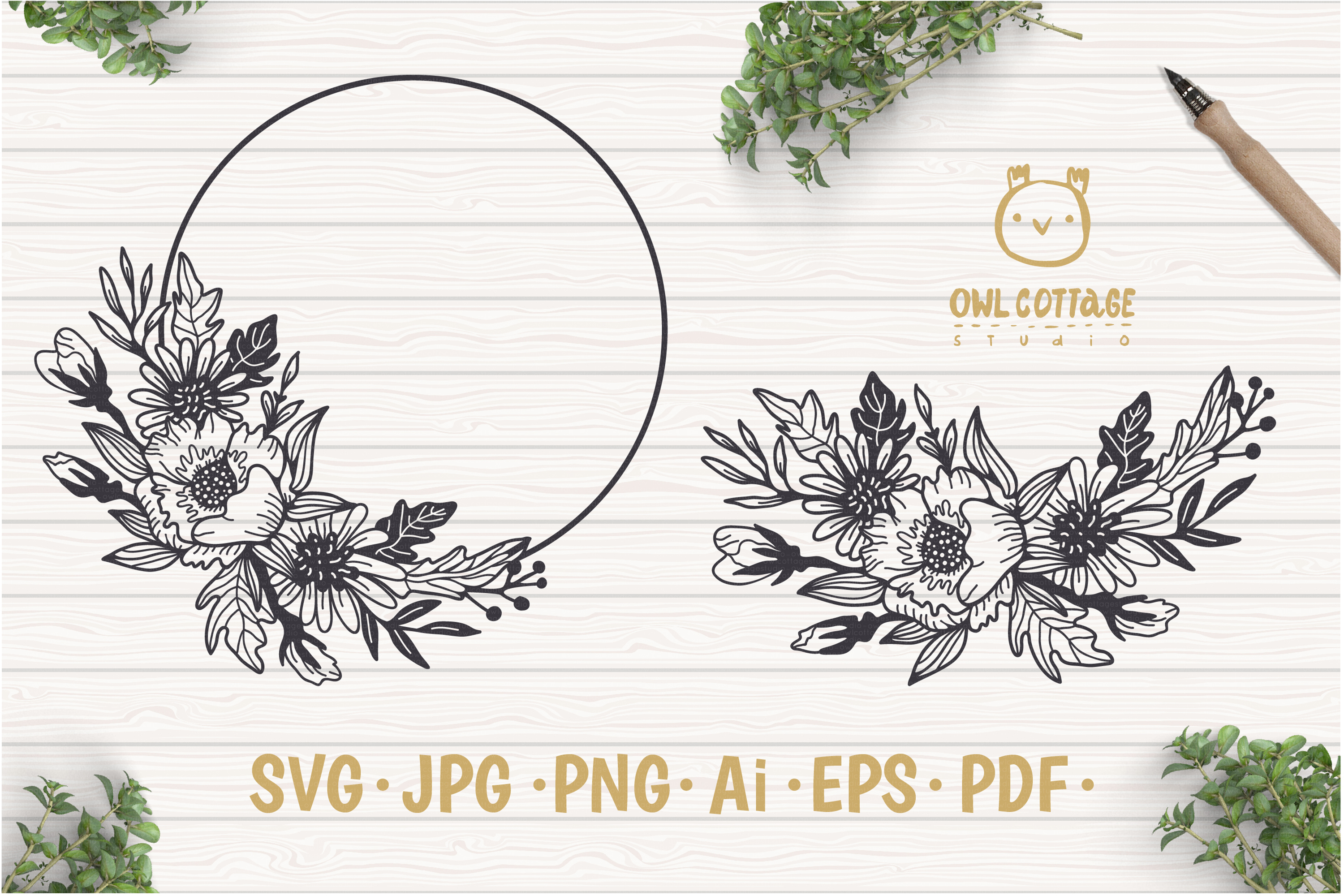 Download Free Flower Wreath Svg PSD Mockup Template