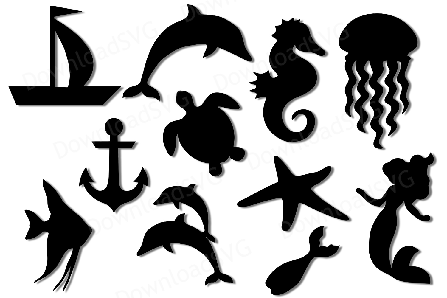 Download Bundle, Mermaid, Sea Creatures, Clipart, Vector, SVG, PNG ...