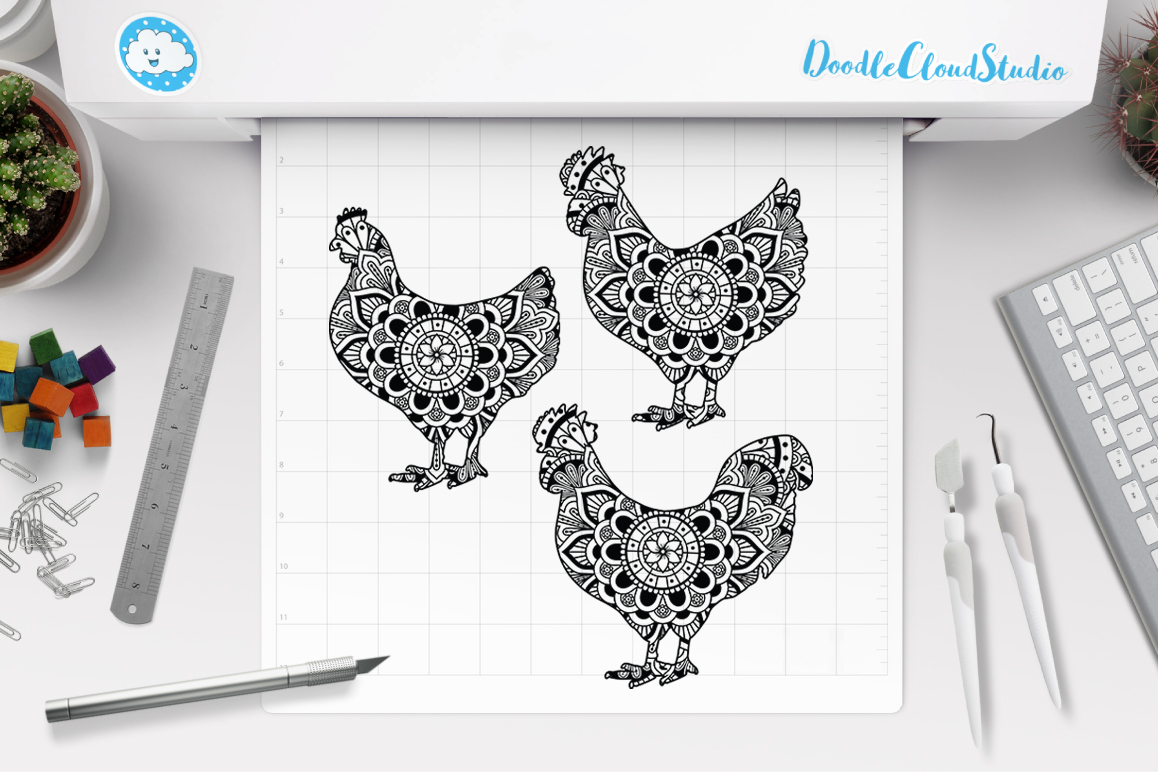 Download Chicken Mandala SVG Cut Files, Chicken Mandala Clipart.