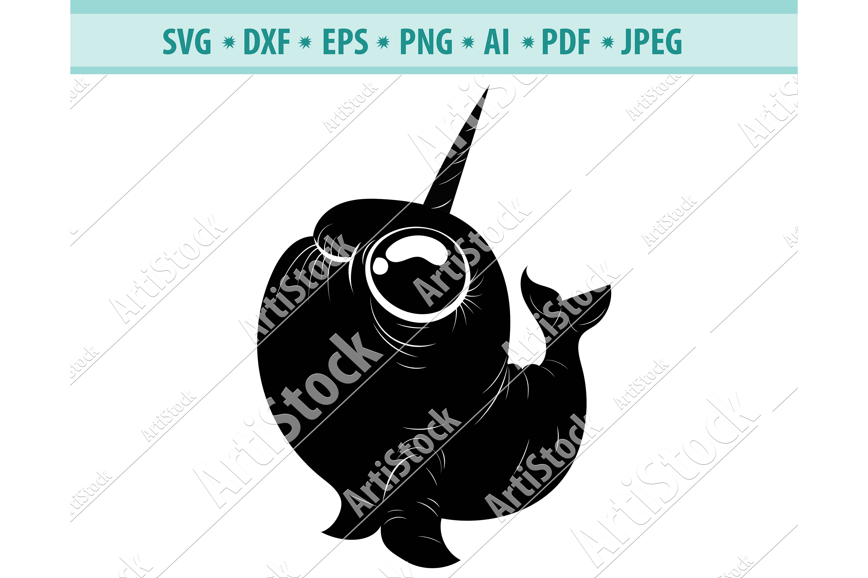 Download Narwhal Svg Cute Animal Svg Ocean Life Svg Dxf Png Eps