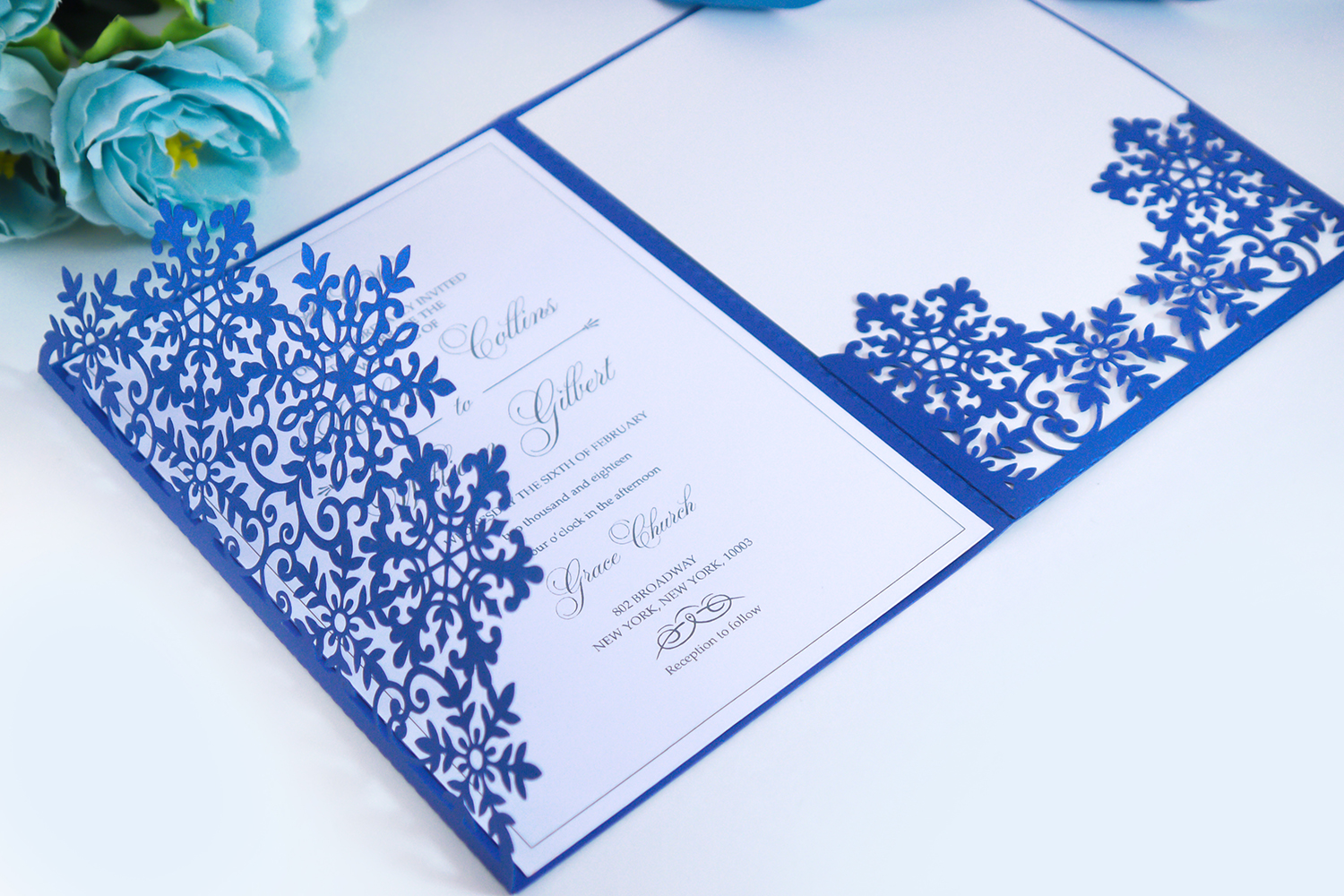 Laser cut wedding invitation, 5x7, Cricut Template, Tri Fold