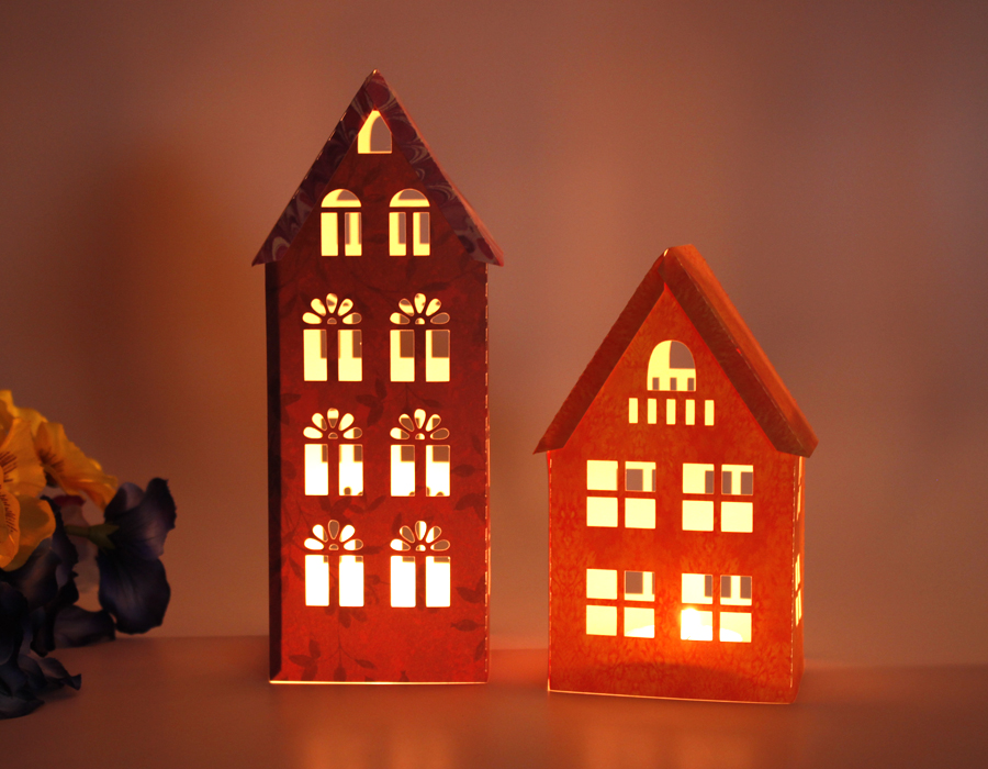 SVG DIY 3D Lantern, Houses, Cutting File, Templates for Cricut
