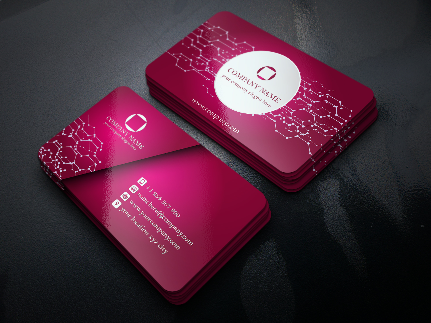 Abstract Business Card With Electronic Circuit Touch