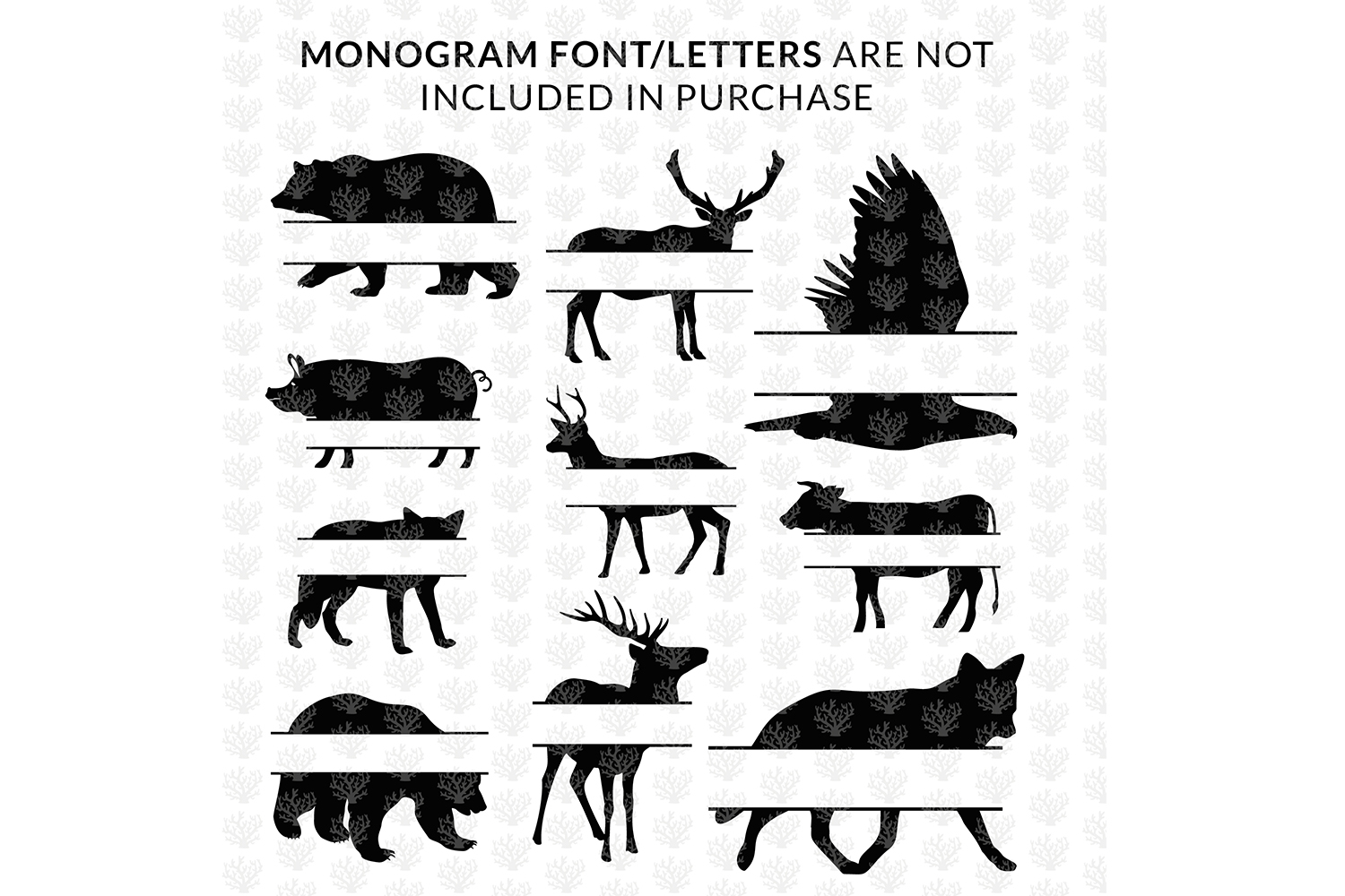 Download SVG Bundles - 10 Animal Silhouette Monogram Split Bundle ...
